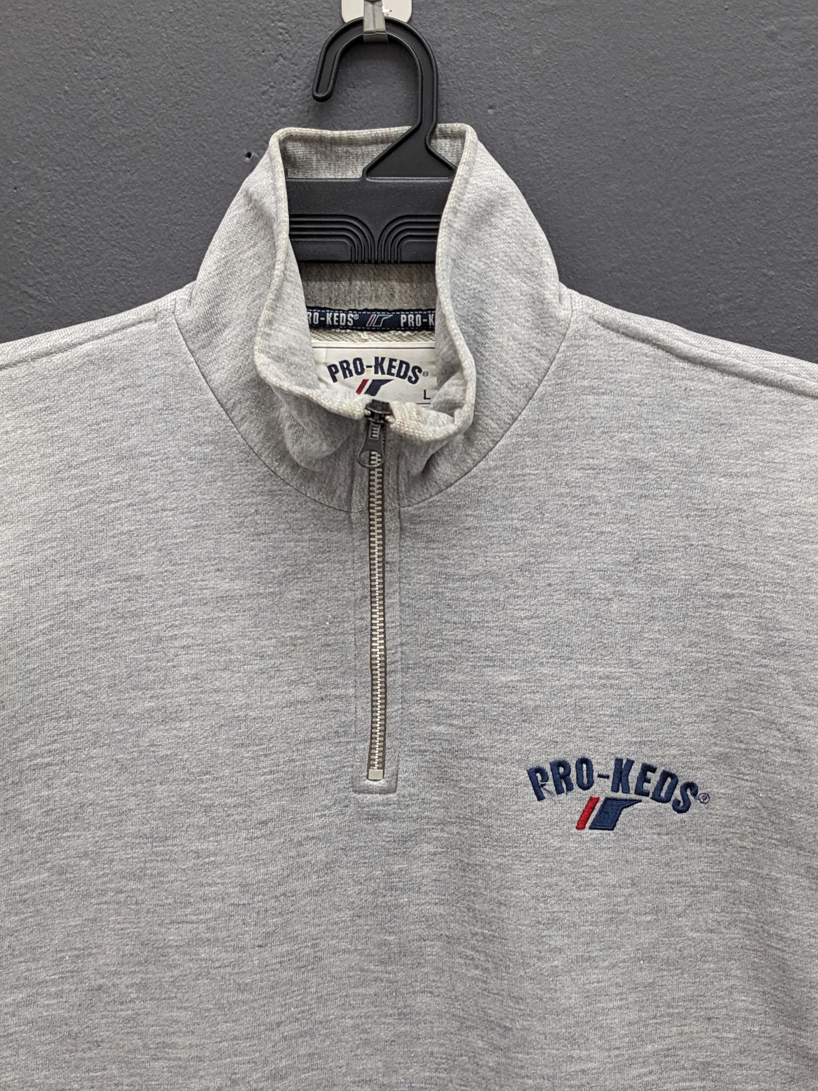 Pro-Keds Vintage PRO-KEDS Gray Speckled 1/4 Zip Mock Neck Sweatshirt Size US L / EU 52-54 / 3 - 3 Thumbnail
