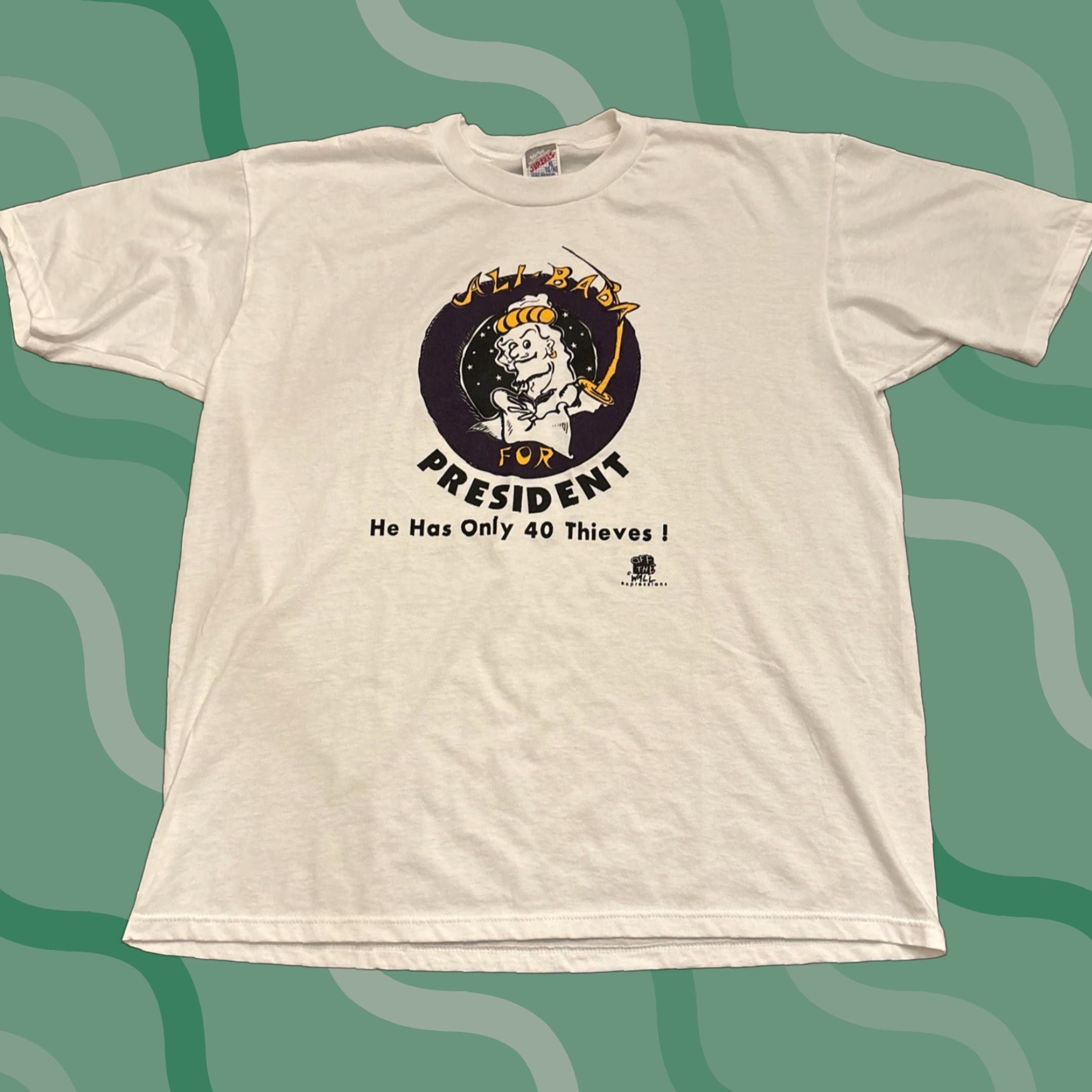 Jerzees VINTAGE Jerzees Funny Ali Baba For President T-Shirt Adult XL White Politics Mens Size US XL / EU 56 / 4 - 1 Thumbnail