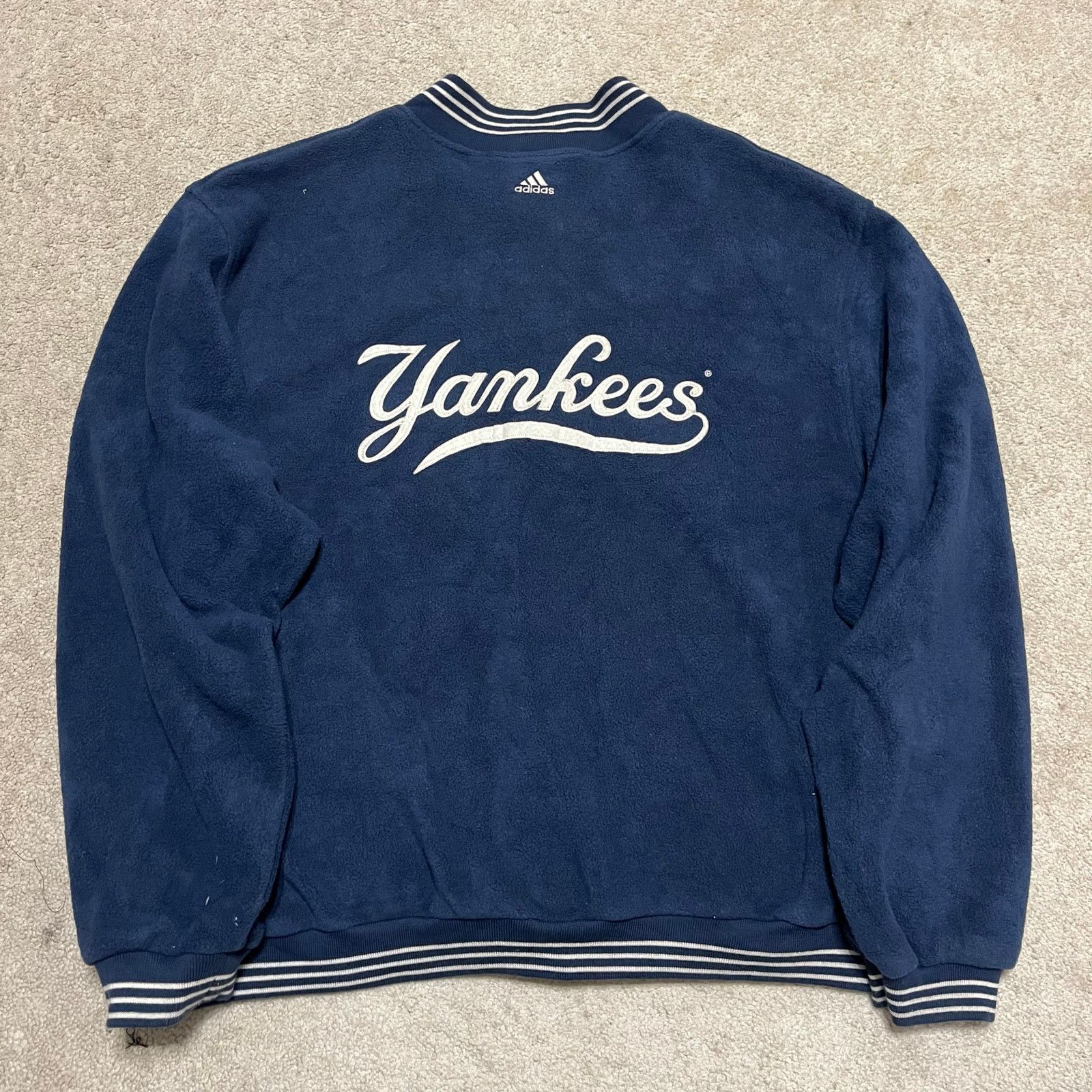 Adidas Vintage Adidas New York Yankees Navy Letterman Style Jacket Size US XL / EU 56 / 4 - 2 Thumbnail
