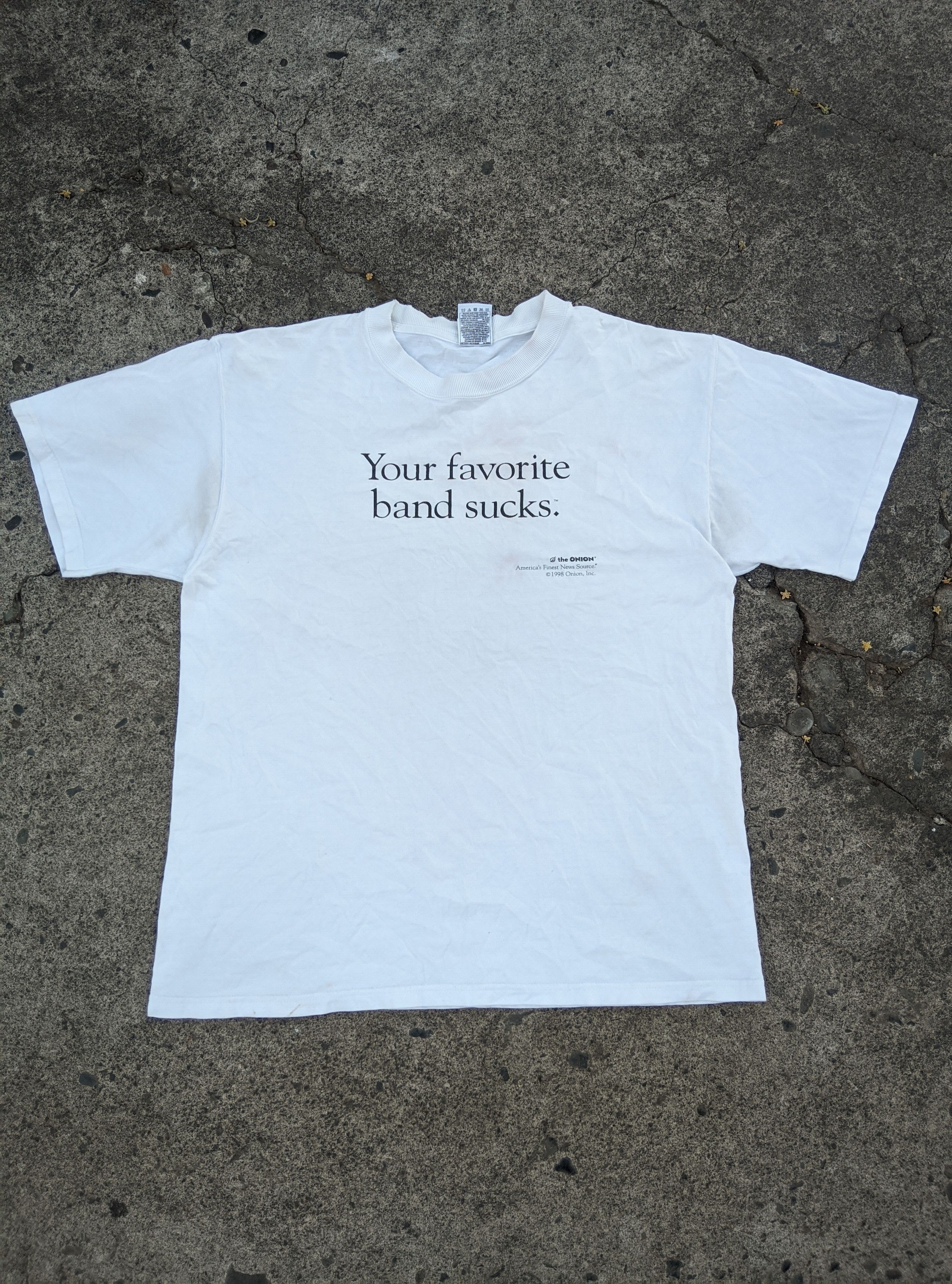 Vintage 1998 your favorite band suck the onion humor t shirt