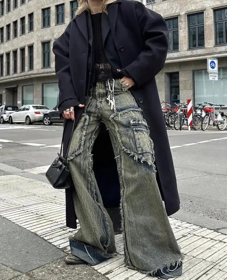Japanese Brand Vintage Raw Jeans Trousers y2k holes pockets streetwear Size US 32 / EU 48 - 1 Thumbnail