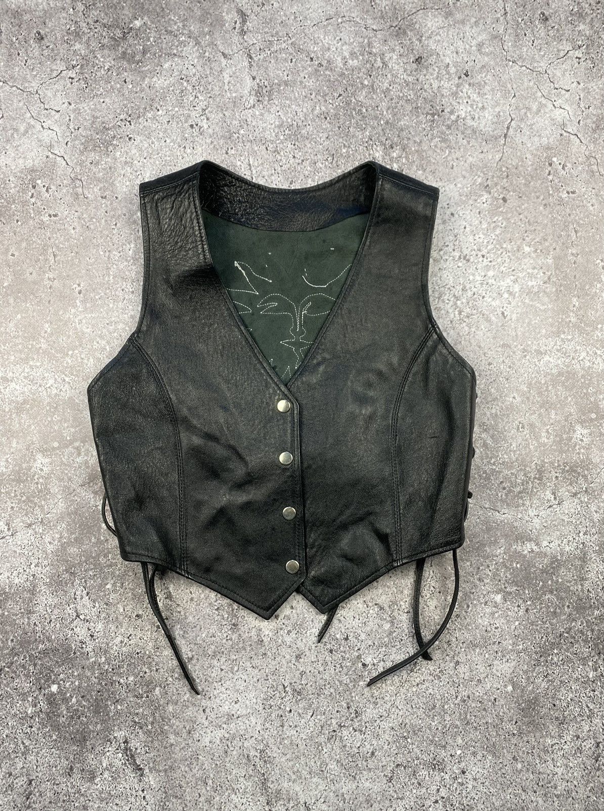 Vintage Vintage Rick Owens style sun Y2K Leather Vest Made in USA Size ONE SIZE - 1 Thumbnail