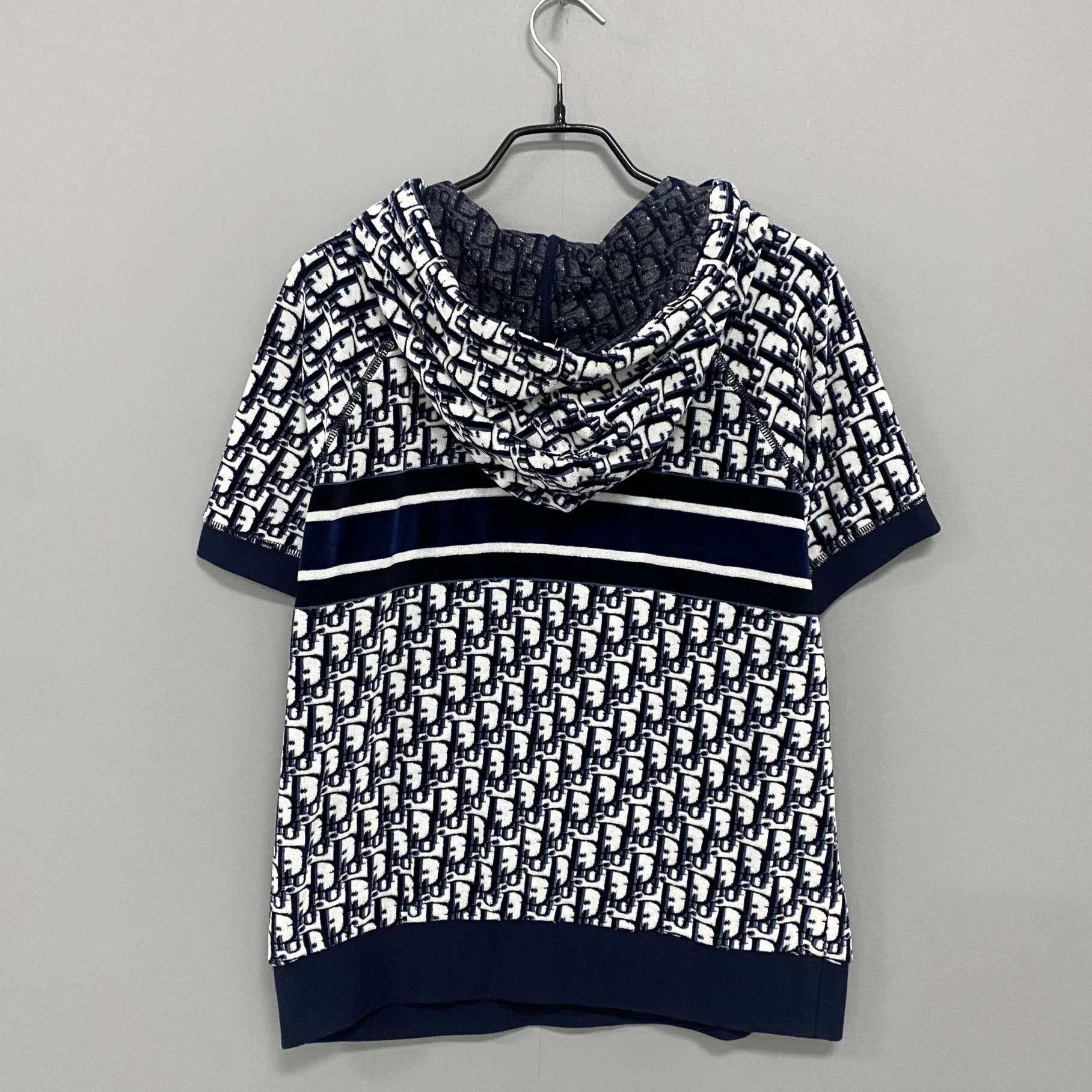 Dior Dior Velvet Oblique All-Over Print Hooded Short Sleeve Top S Size M / US 6-8 / IT 42-44 - 3 Thumbnail