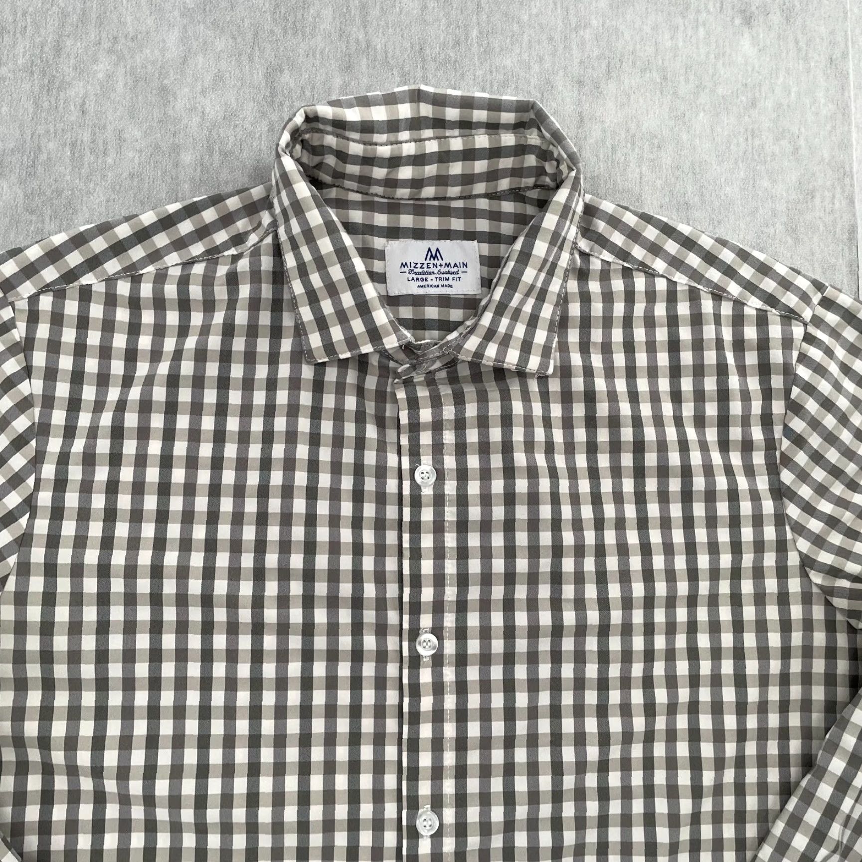 Mizzen+Main Mizzen+Main Shirt Adult Gray Button Up Performance Mens Large L Check Shirt Size US L / EU 52-54 / 3 - 3 Thumbnail