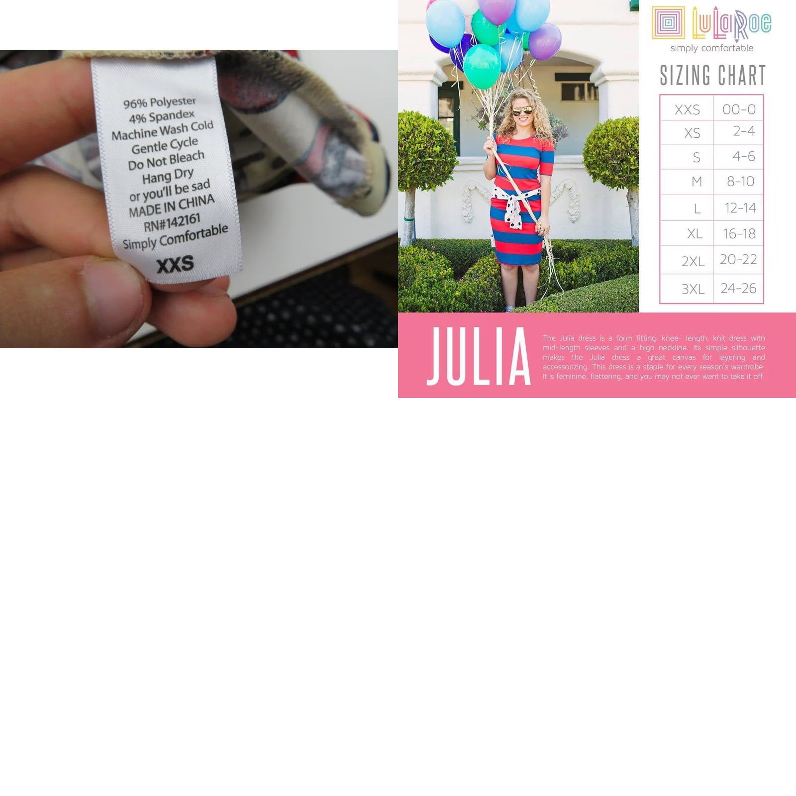 Vintage LuLaRoe Julia Dress 2XS Bodycon Shirt Dress UnMisspelled? Size XXS / US 00 / IT 34 - 8 Thumbnail
