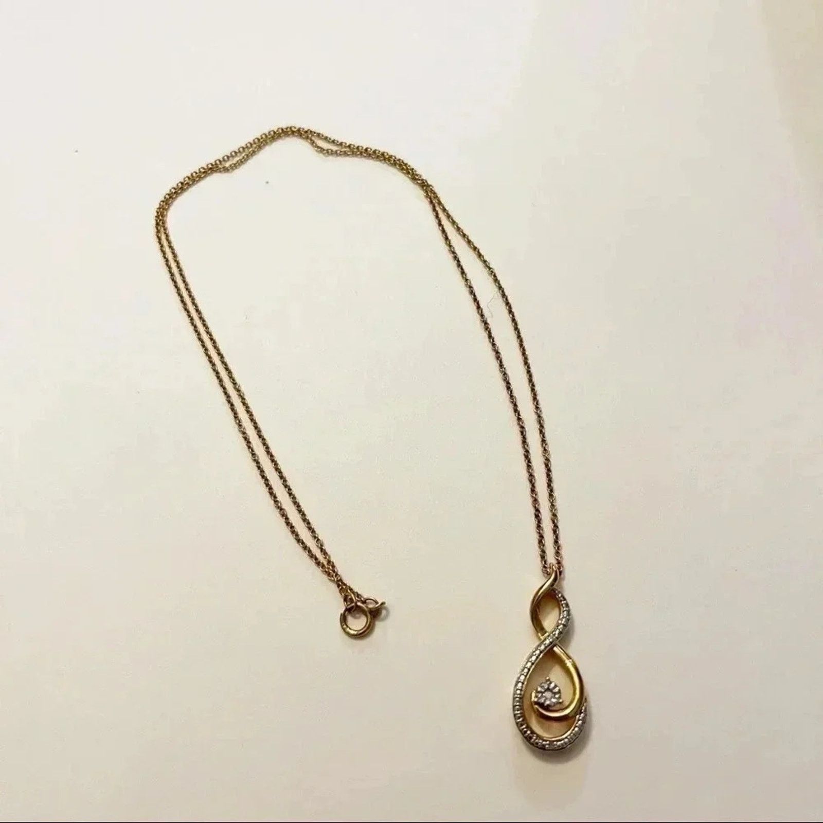 Other Diamond Swirl Gold Plated 925 Sterling Silver Pendant 18" Size ONE SIZE - 1 Thumbnail