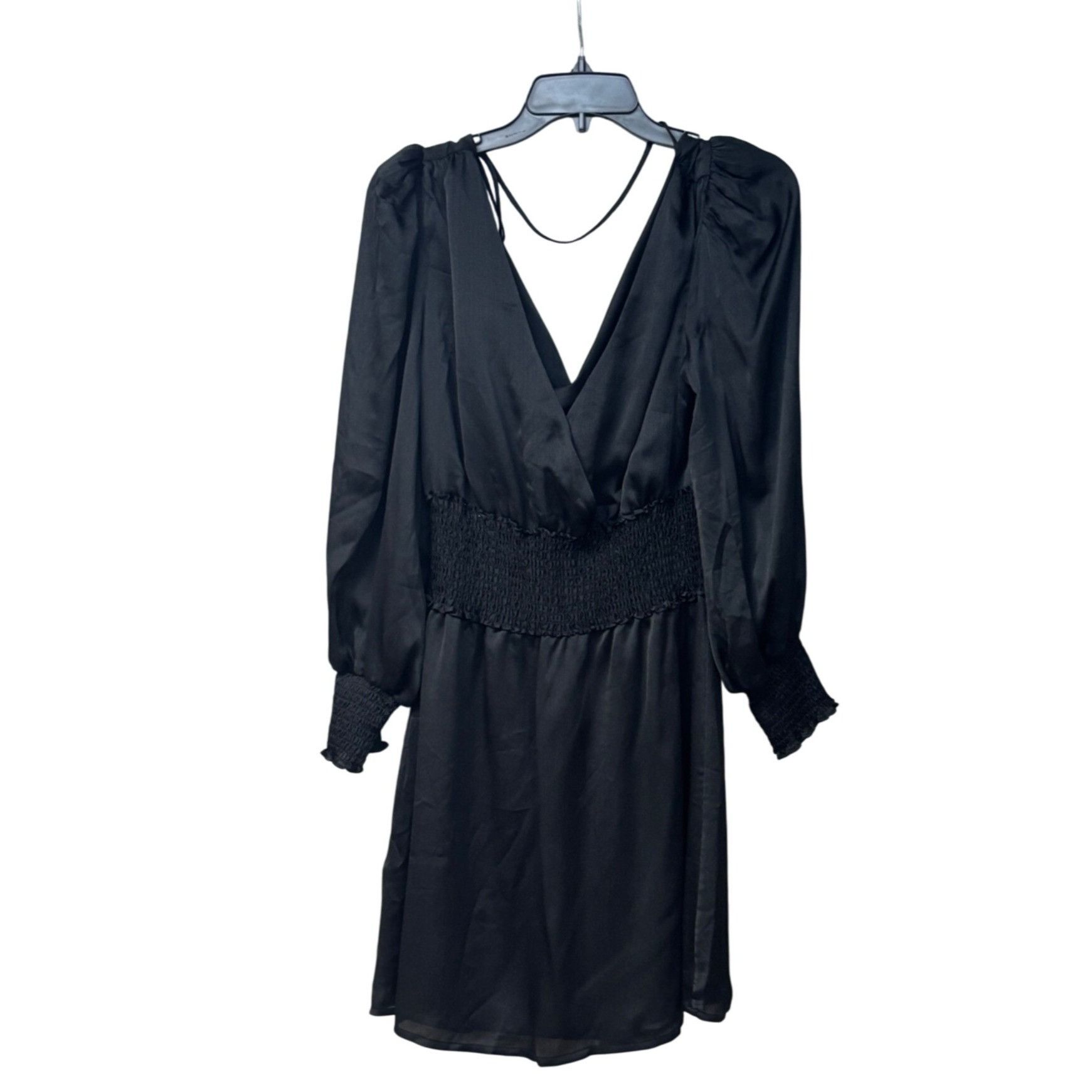 Other LEYDEN Womens Black SatinSmocked Cowl-Back Dress, Black, M Size M / US 6-8 / IT 42-44 - 9 Thumbnail