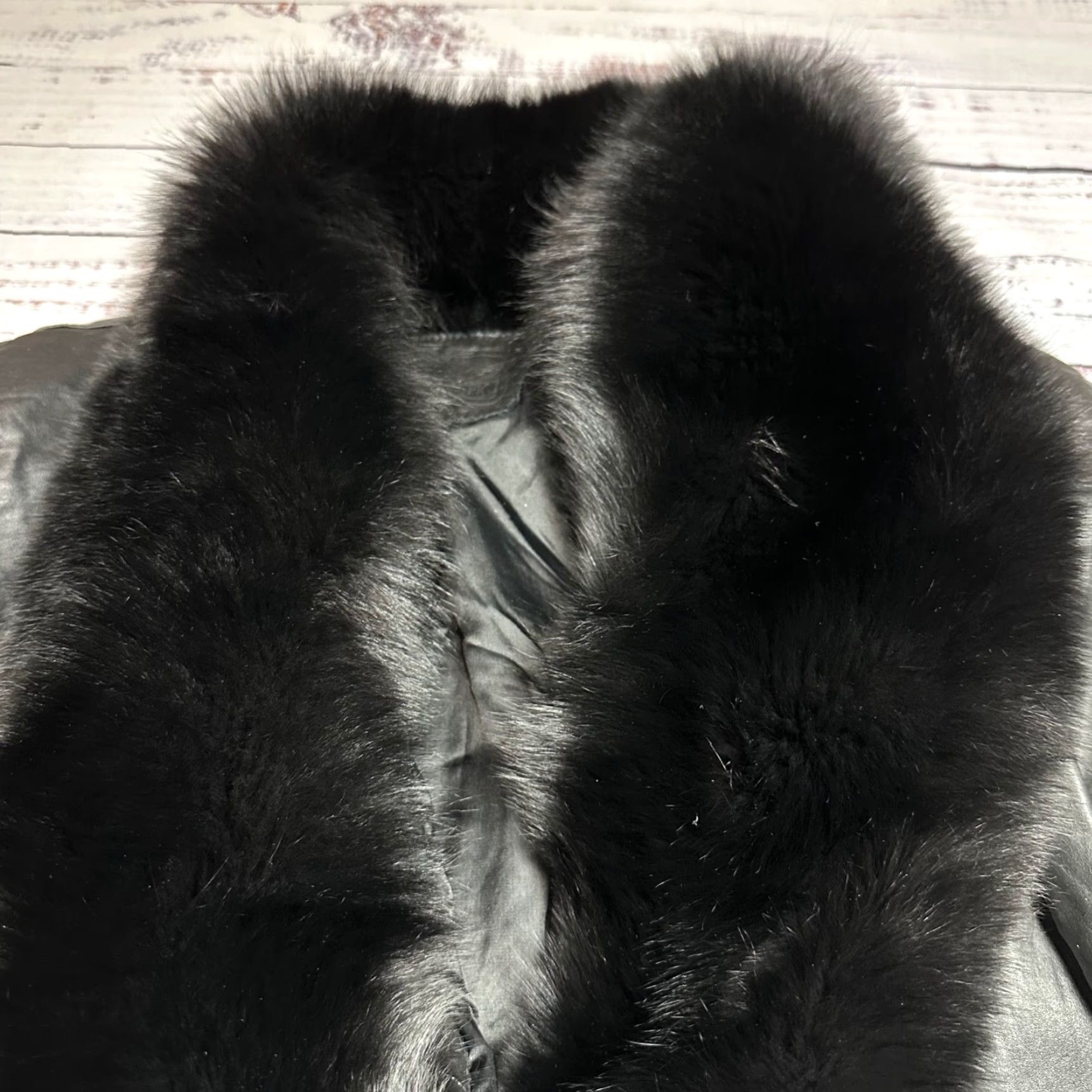 Vintage G3 New York Womens Leather Jacket Black Sz Small Fox Fur Collar Pockets Size S / US 4 / IT 40 - 6 Thumbnail