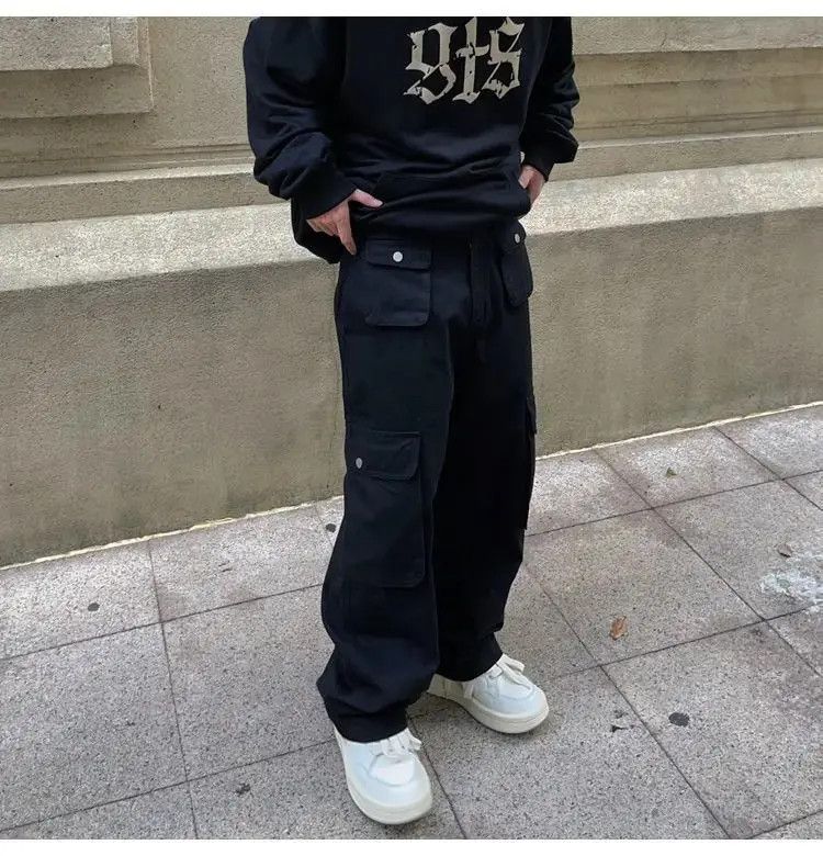 Japanese Brand Cargo Pants Black- Korean Streetwear Style Pants Size US 32 / EU 48 - 6 Thumbnail