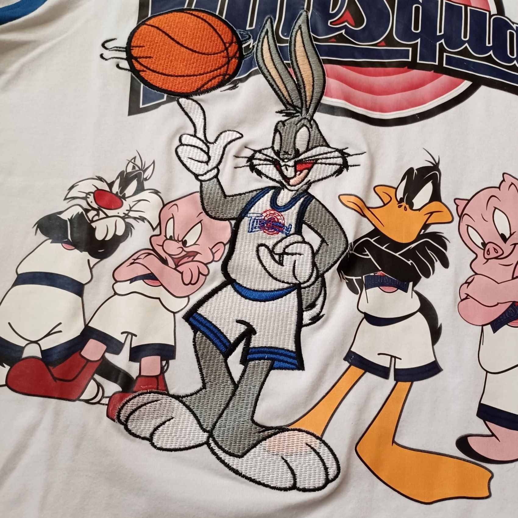 Vintage Space Jam Mens T Shirt Medium White Original Tune Squad Logo Short Sleeve Size US M / EU 48-50 / 2 - 6 Thumbnail