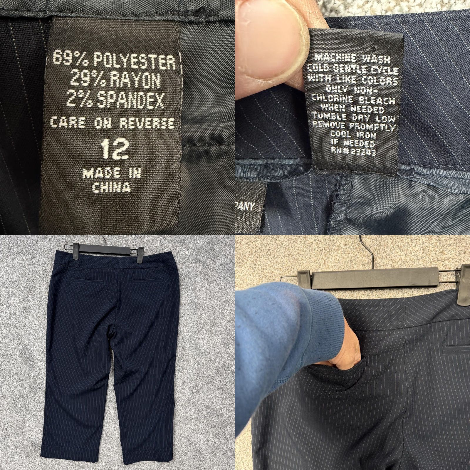 Vintage New York & Company Capri Pants Womens 12 Blue Pinstripe Straight Stretch Office Pants Womens 12 Blue Pinstripe Straight Stretch Office Size 34" / US 12 / IT 48 - 8 Thumbnail