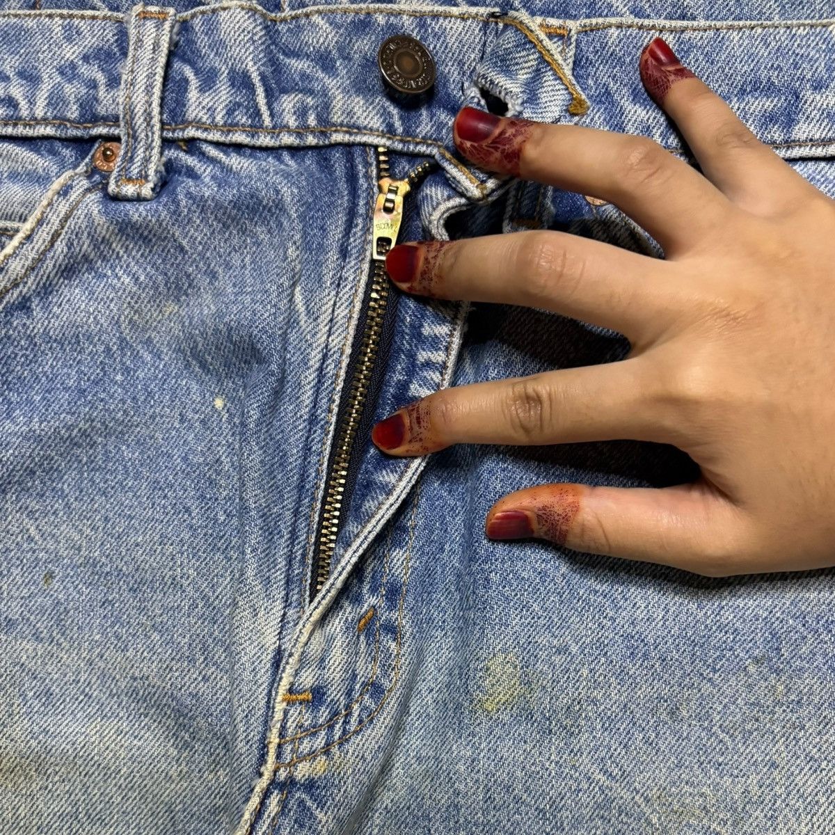 LVC × Levi's × Levi's Vintage Clothing Vintage 90s Levis Orange Tab Mud Wash Distress Flare Jeans Size US 32 / EU 48 - 3 Thumbnail