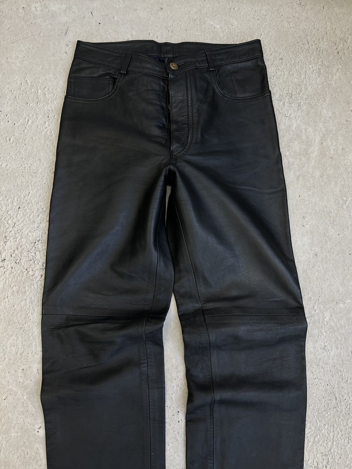Genuine Leather Harley Davidson style leather y2k pants balenciaga hype Size US 32 / EU 48 - 2 Thumbnail
