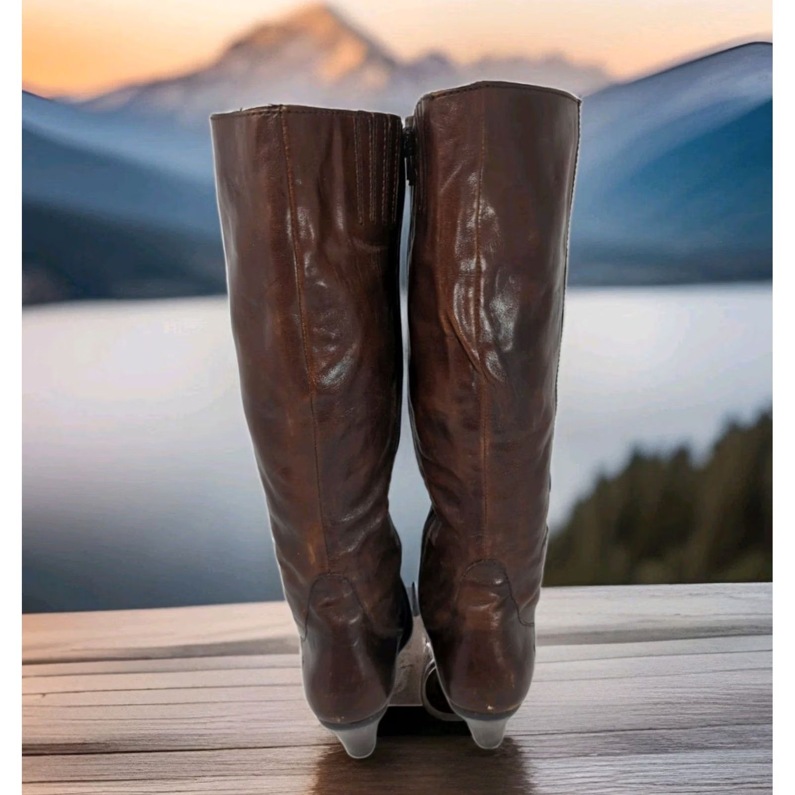 Born Børn Women 7.5 Brown Leather Knee High Riding Boots Side Zip Size US 8 / IT 38 - 7 Thumbnail