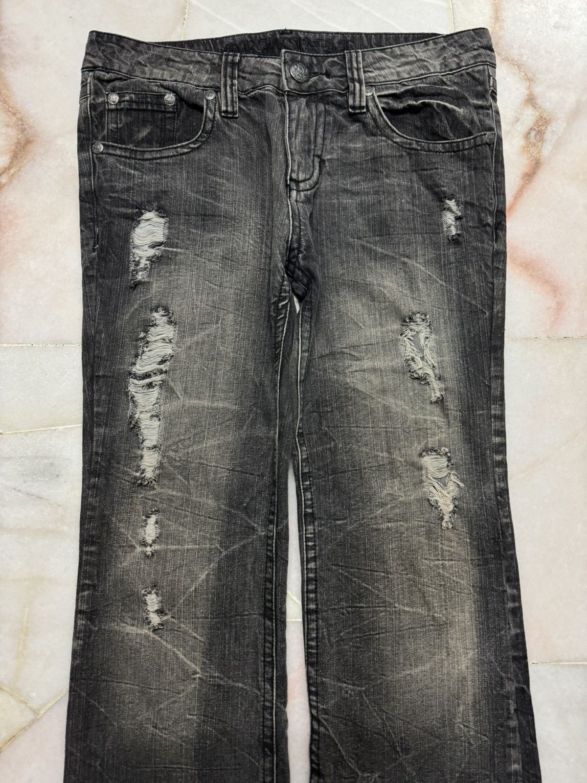 Japanese Brand Japan Mudwash Distress Ripped Thrashed Denim Size US 33 - 3 Thumbnail