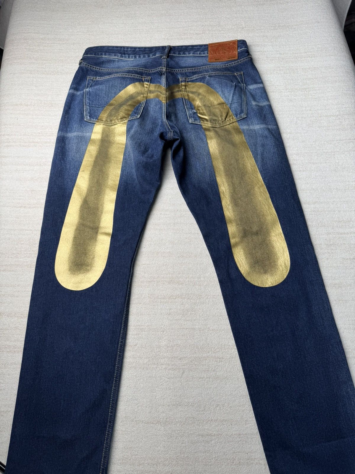 Evisu Orange Brushstroke Daicock Slim Straight Fit jeans #2010 