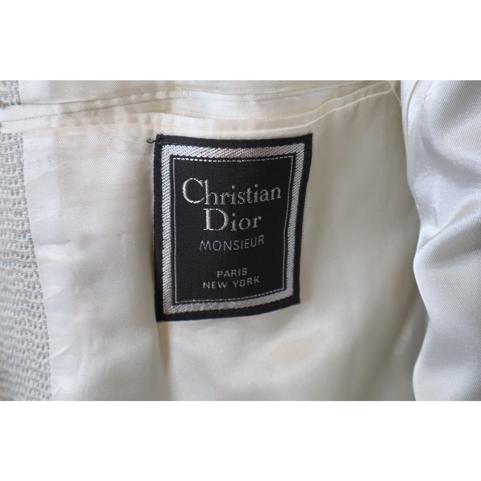 Christian Dior Monsieur 40S Vintage Christian Dior Flecked Ivory Silk Tweed Blazer Size 40S - 6 Thumbnail