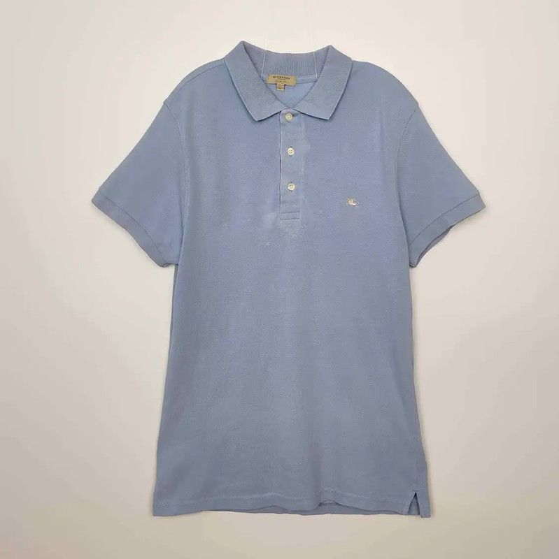 Burberry Burberry Light Blue Cotton Polo Shirt for Men Size US L / EU 52-54 / 3 - 1 Thumbnail