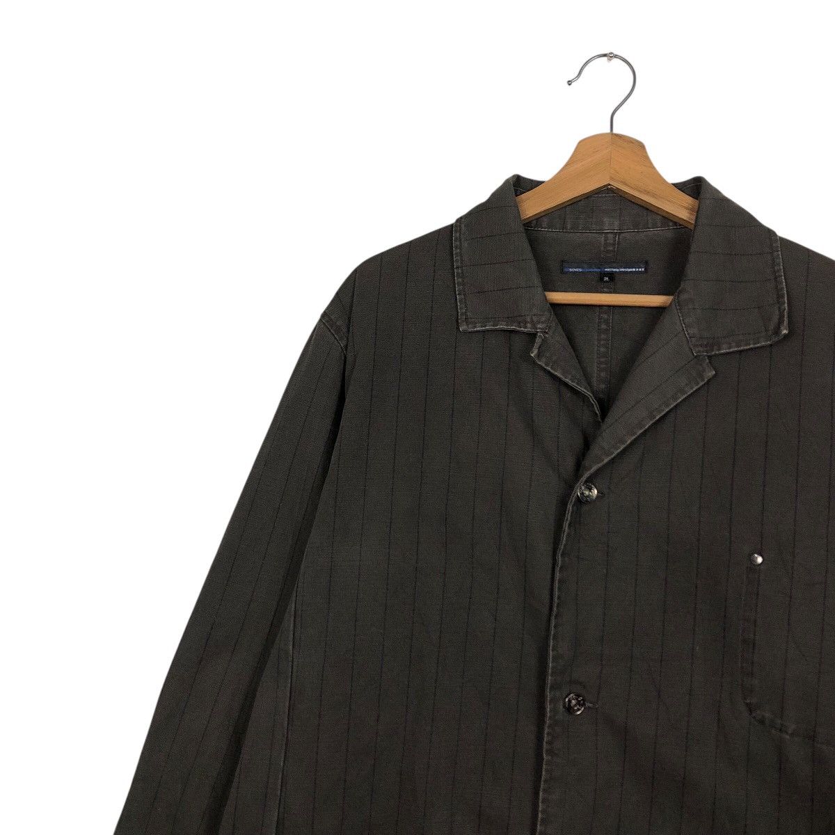 Japanese Brand Scyes Pinstripe Lightweight Mac Jacket Issey Miyake Hickory Size US L / EU 52-54 / 3 - 8 Thumbnail