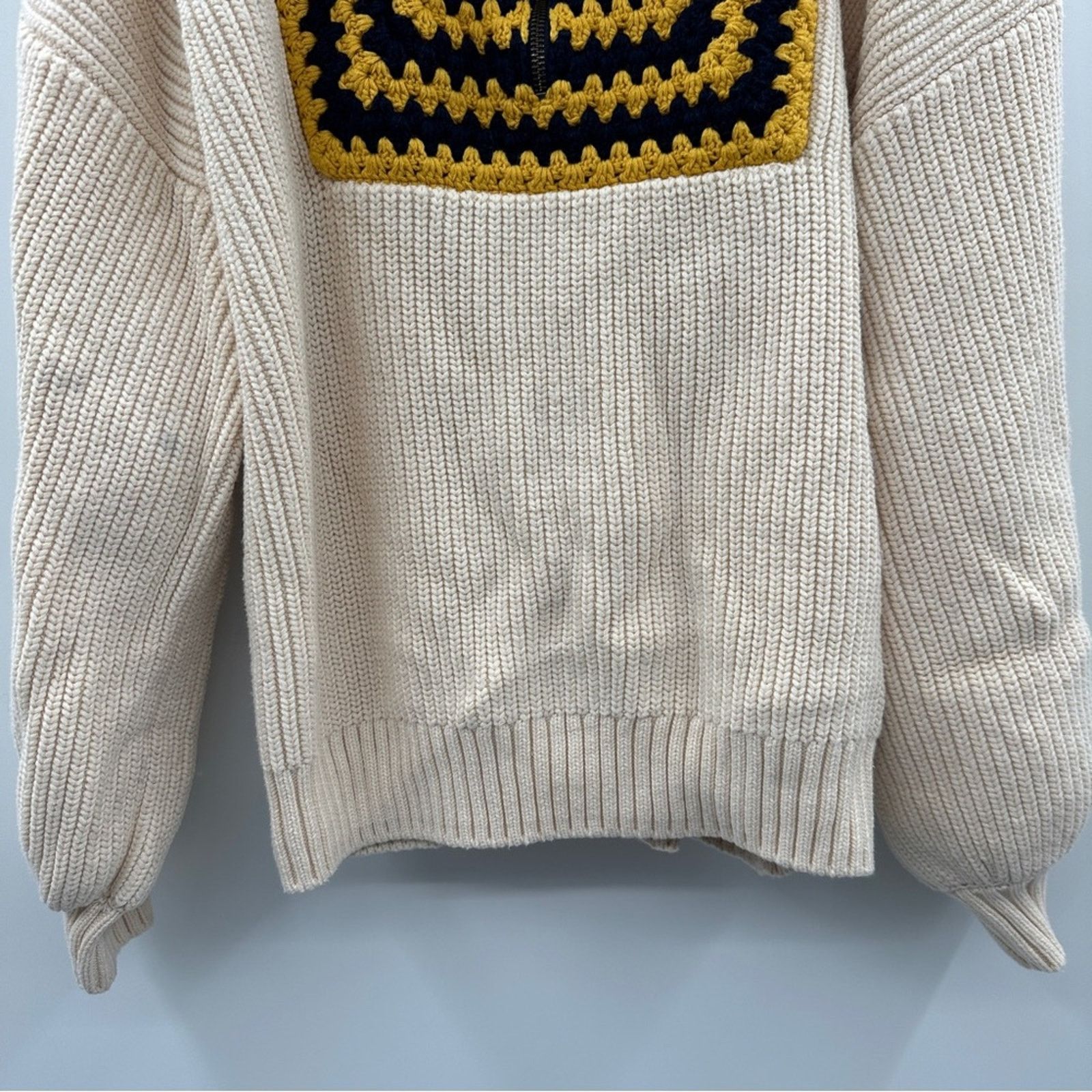 RHODE RTR Rhode Finn Granny Square Knit Long Sleeve Zip Sweater Size S / US 4 / IT 40 - 5 Thumbnail