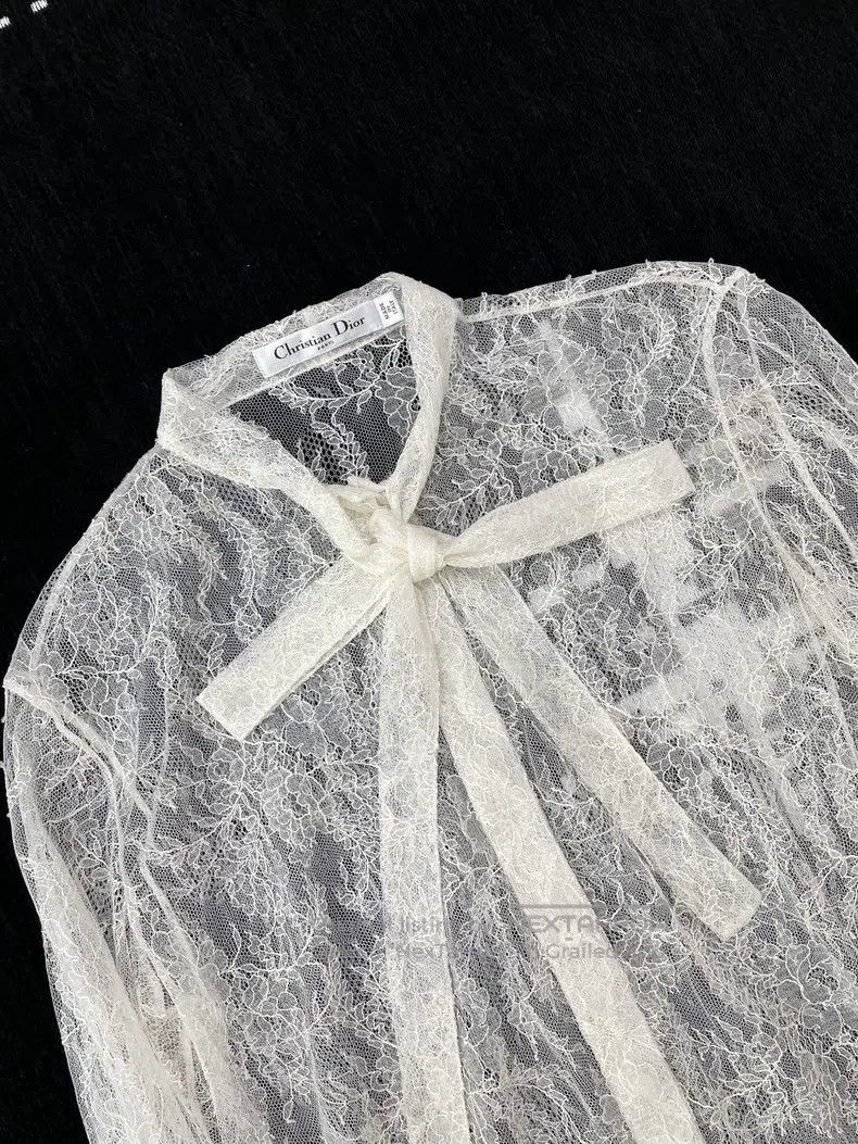 Dior Dior White lace embroidered lace-laced shirt Size XS / US 0-2 / IT 36-38 - 2 Thumbnail