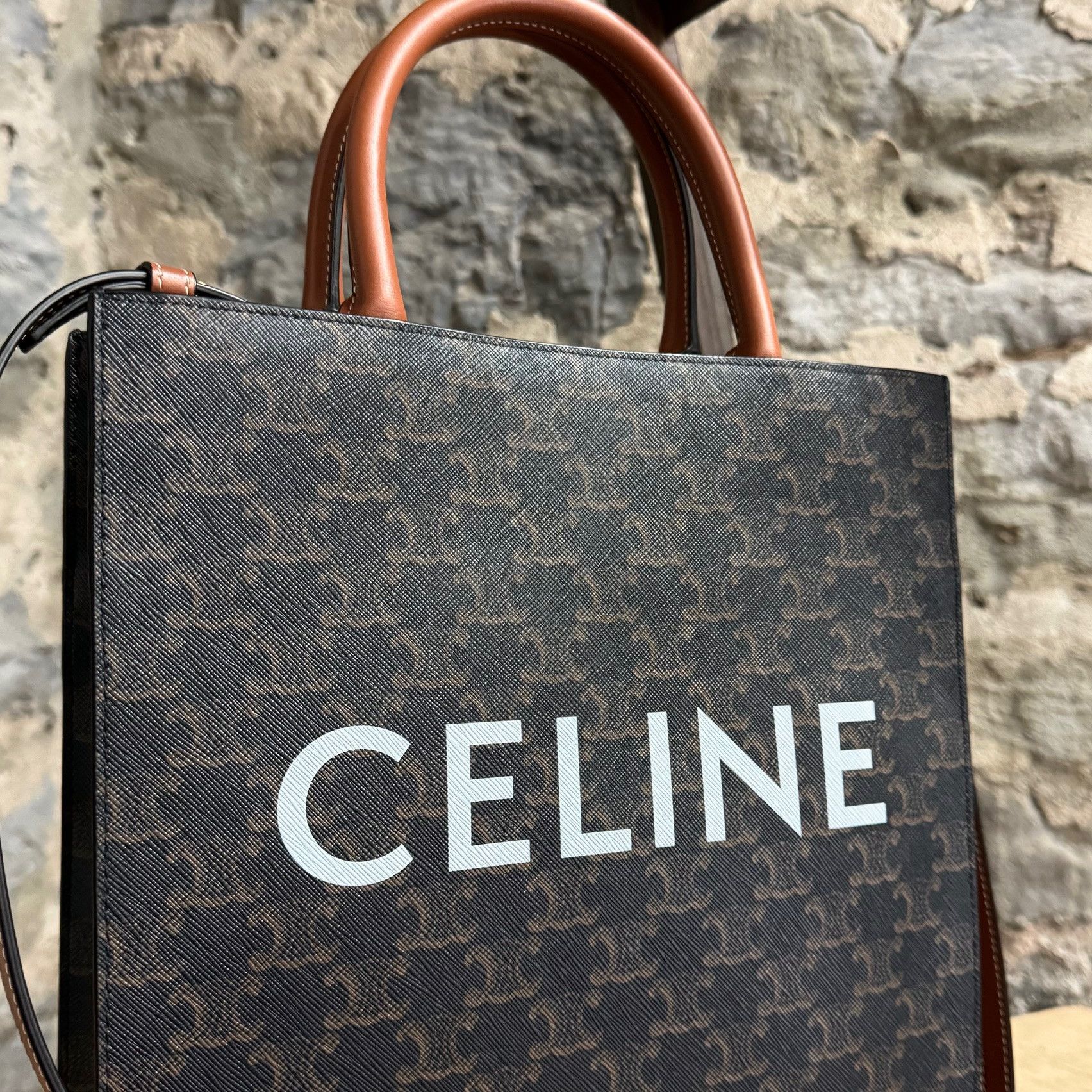 Celine Celine Triomphe Print Logo Vertical Small Cabas Tote Bag Size ONE SIZE - 2 Thumbnail