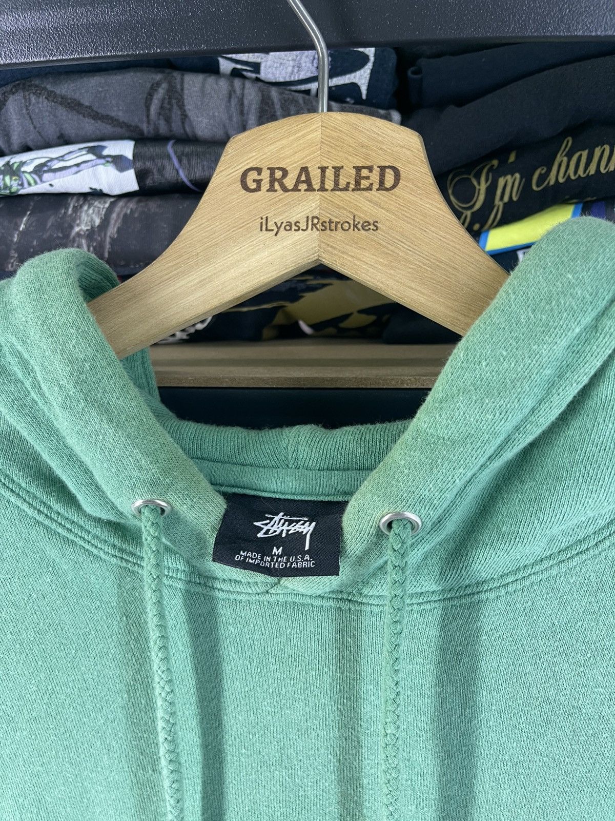 Stussy Vintage Stussy Big Stock Hoodie Pale Dark Green Size US M / EU 48-50 / 2 - 15 Thumbnail