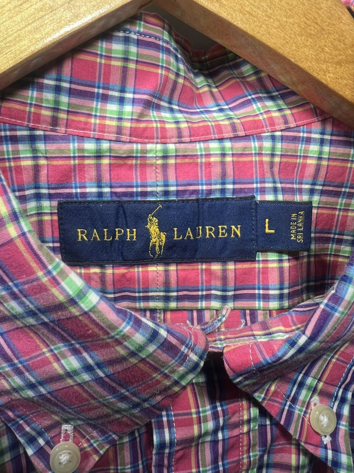 Polo Ralph Lauren Ralph Lauren CERISE PINK/BLUE Plaid Cotton Poplin Shirt Sz L Size US L / EU 52-54 / 3 - 3 Thumbnail