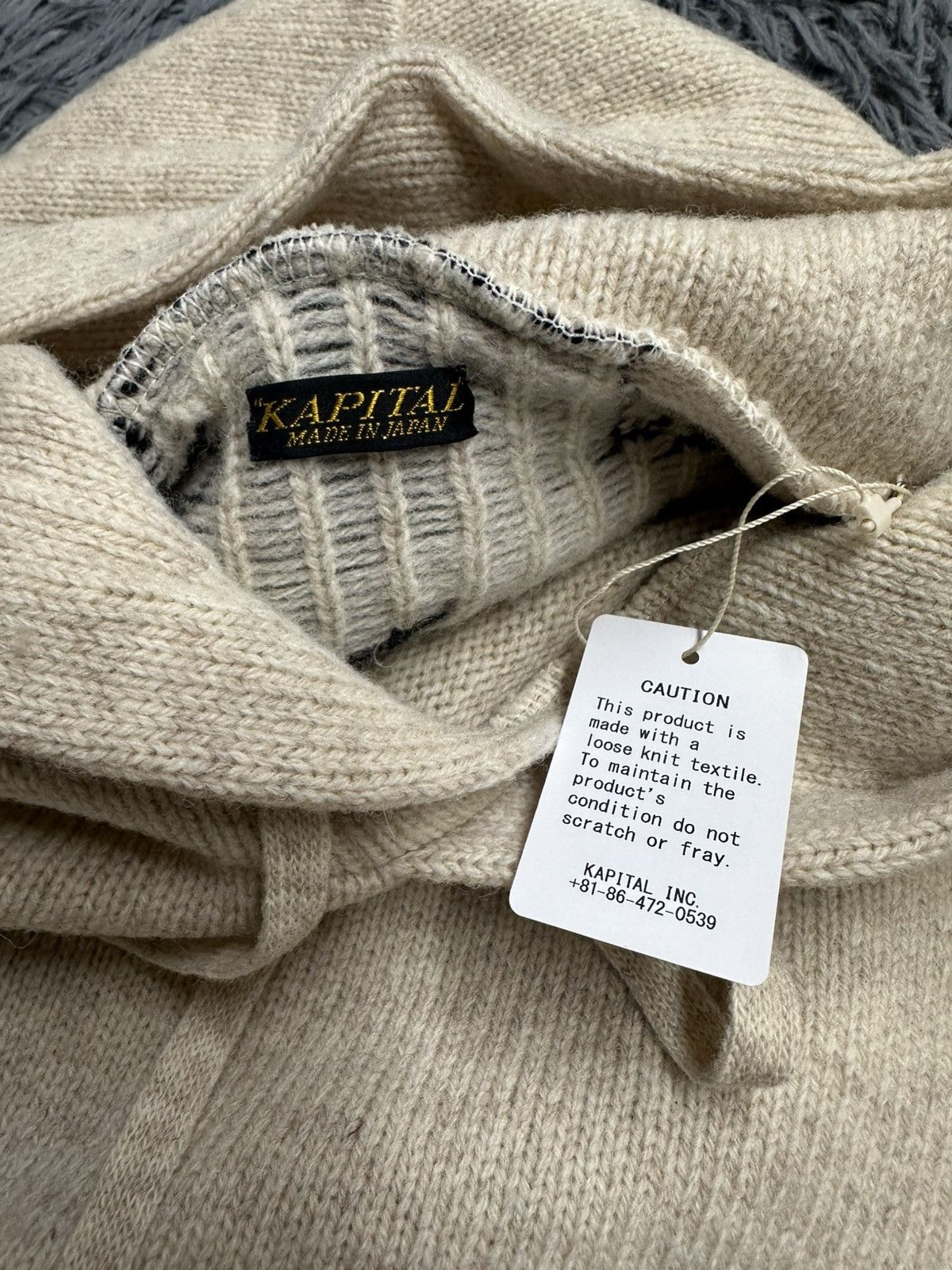 Kapital Kapital 5G Wool Bone Hooded Sweater Beige Size US S / EU 44-46 / 1 - 7 Thumbnail