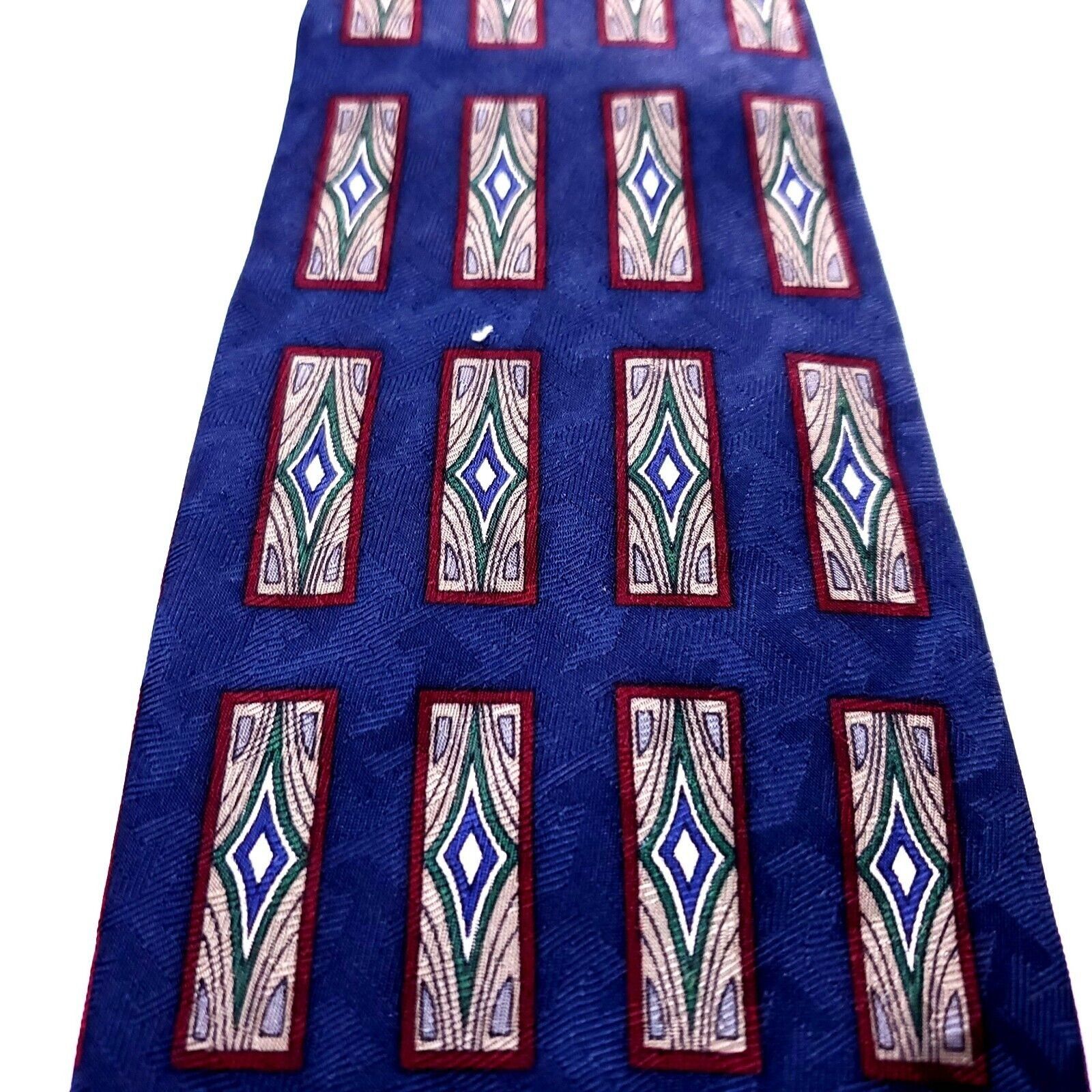 XMI Platinum XMI Silk Tie Print Blue Geometric Short Size ONE SIZE - 2 Thumbnail