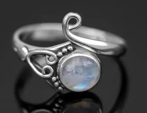 Jewelry Boho Moonstone Alloy Open Ring Size ONE SIZE - 4 Thumbnail