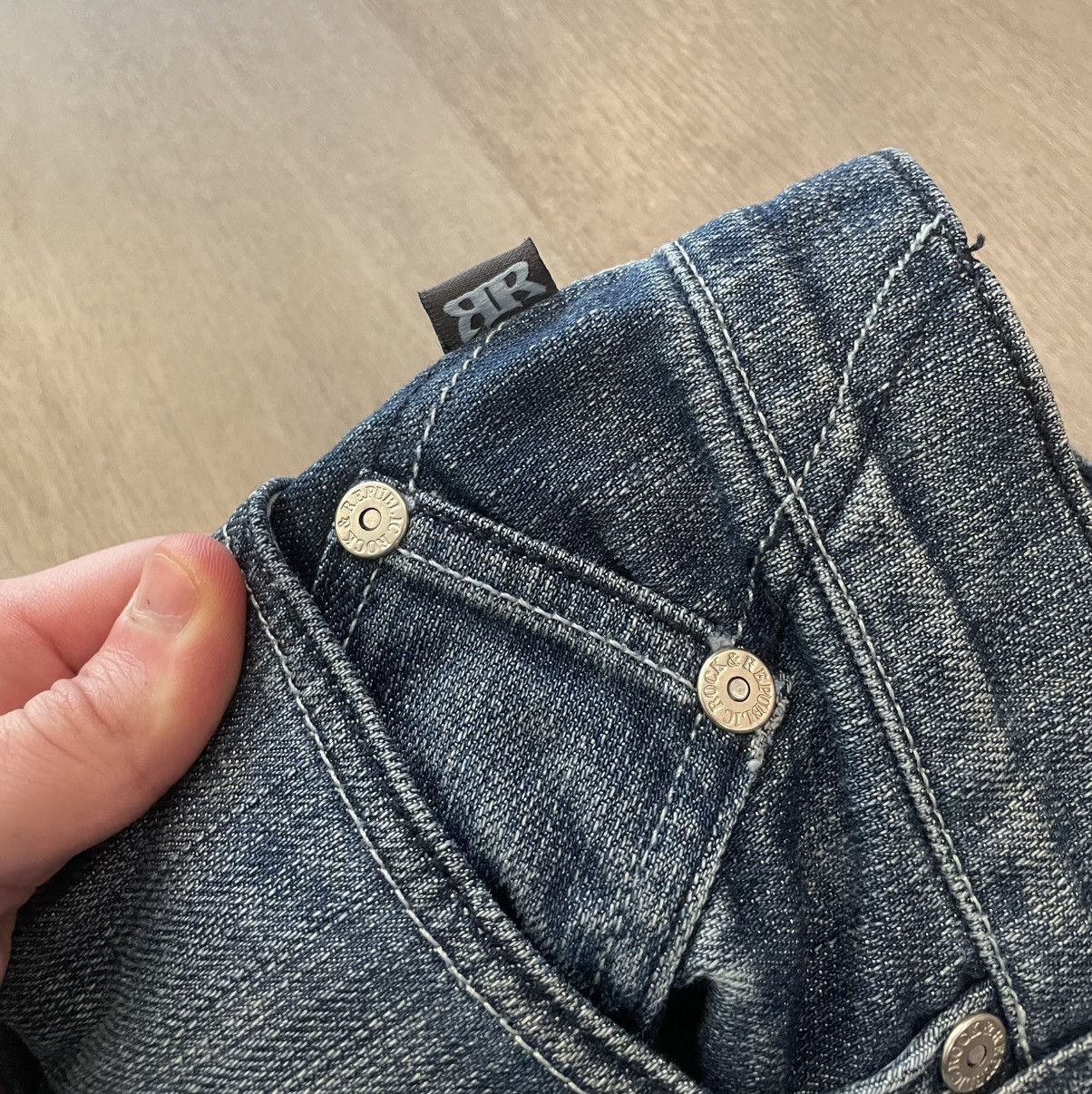 Rock Revival × Vintage Vintage Y2K Rock & Republic Back Patch Denim Jeans - 36 x 30 Size US 36 / EU 52 - 5 Thumbnail