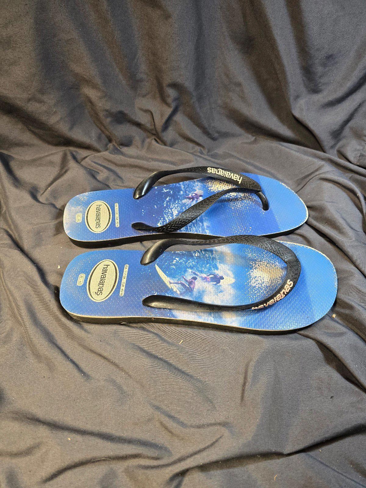 Designer Havaianas Brazil Flip Flops Blue Wave Size 11/12 US Size US 11 / IT 41 - 3 Thumbnail
