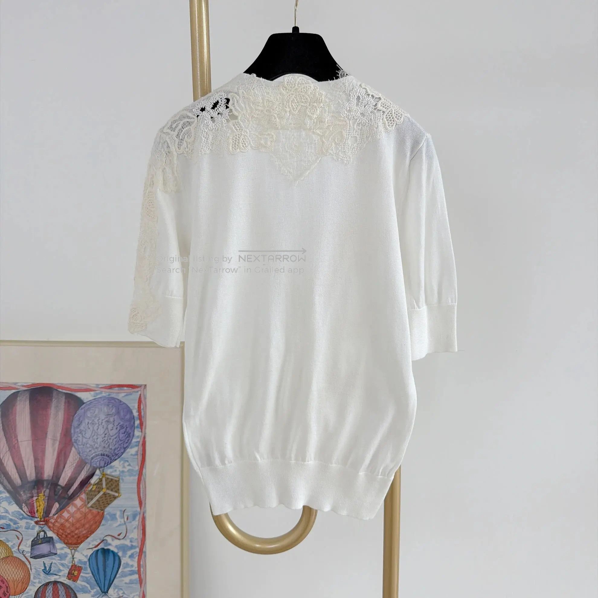 Es Knit Lace Half-Sleeve Cardigan Women's 38 in White, Women's (Size Xs) — image 2 of 6