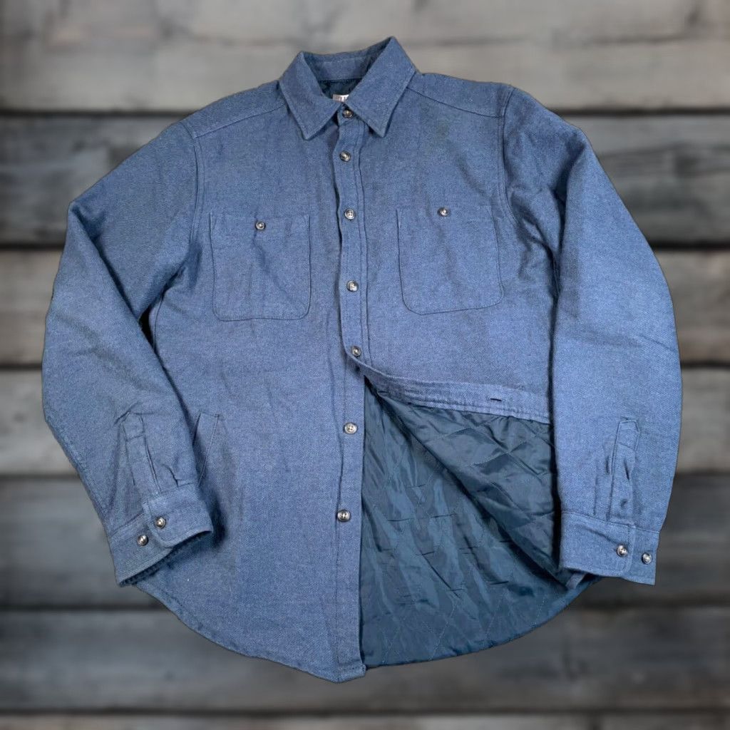 Merona Workwear Style Quilted Flannel Shirt Jacket Blue Medium Adult Grunge Insulated Size US M / EU 48-50 / 2 - 1 Thumbnail