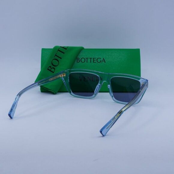 Bottega Veneta Bottega Veneta BV1291S 003 Sunglasses Blue Rectangle Frame Size ONE SIZE - 10 Thumbnail