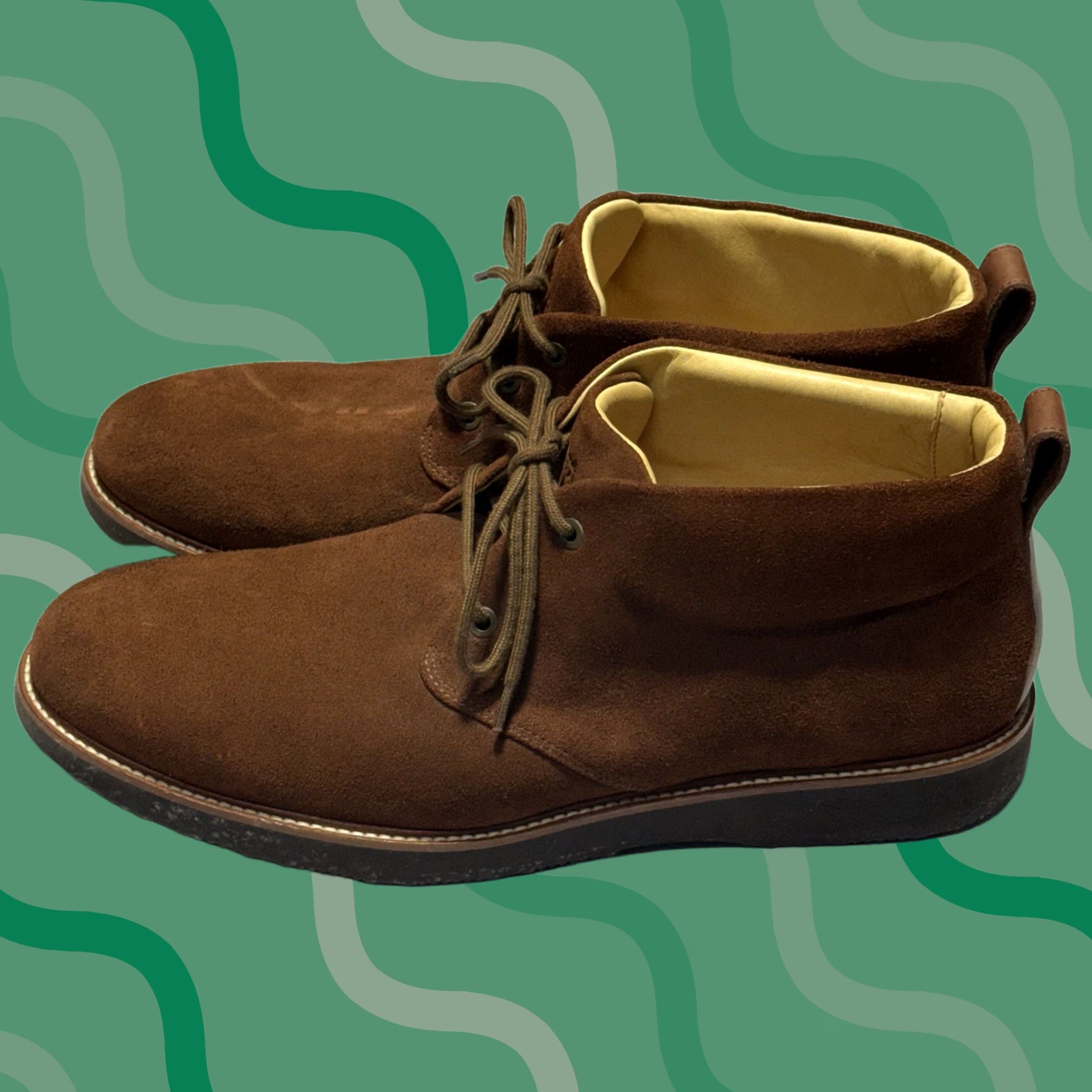 Vibram Samuel Hubbard Chukka Boots Mens 13 Brown Suede Leather Lined Vibram Soles Shoes M Boot Size US 13 / EU 46 - 1 Thumbnail
