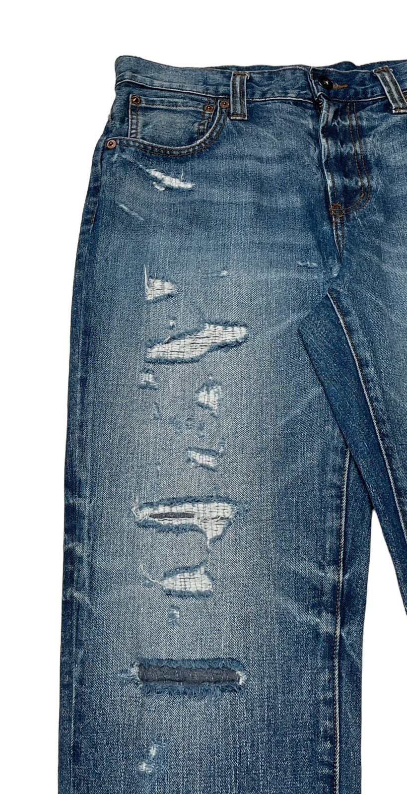 Japanese Brand × Vintage Vintage Japanese Brand Rag Machine Distressed Jeans 1990s Size US 31 - 4 Thumbnail