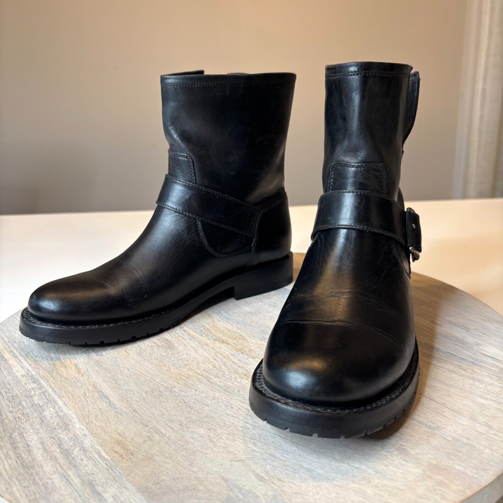 Frye Frye Natalie Engineer Black Leather Short Ankle Boots Sz 5.5 Size US 5.5 / IT 35.5 - 3 Thumbnail