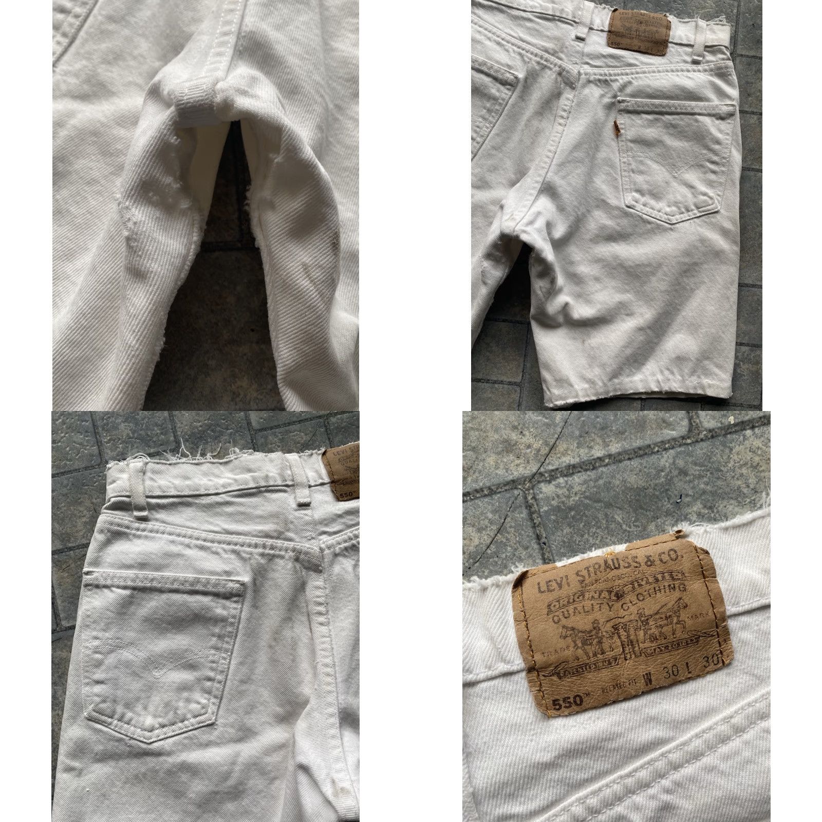 Levi's VINTAGE Levi’s 550 Orange Tab Denim Shorts White 30 Flaws Wear Cut Off Jeans Mens Short 30 White Denim Shorts Size US 30 / EU 46 - 9 Thumbnail