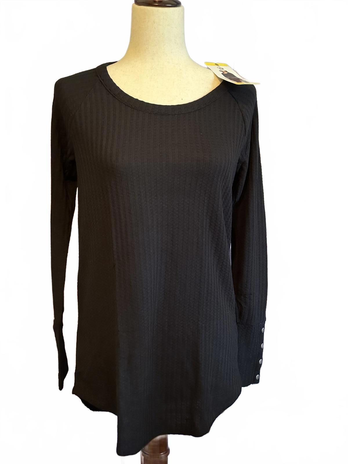 Chase Authentics Chaser Black Ribbed Long Sleeve Women's Top Sz S Size S / US 4 / IT 40 - 2 Thumbnail