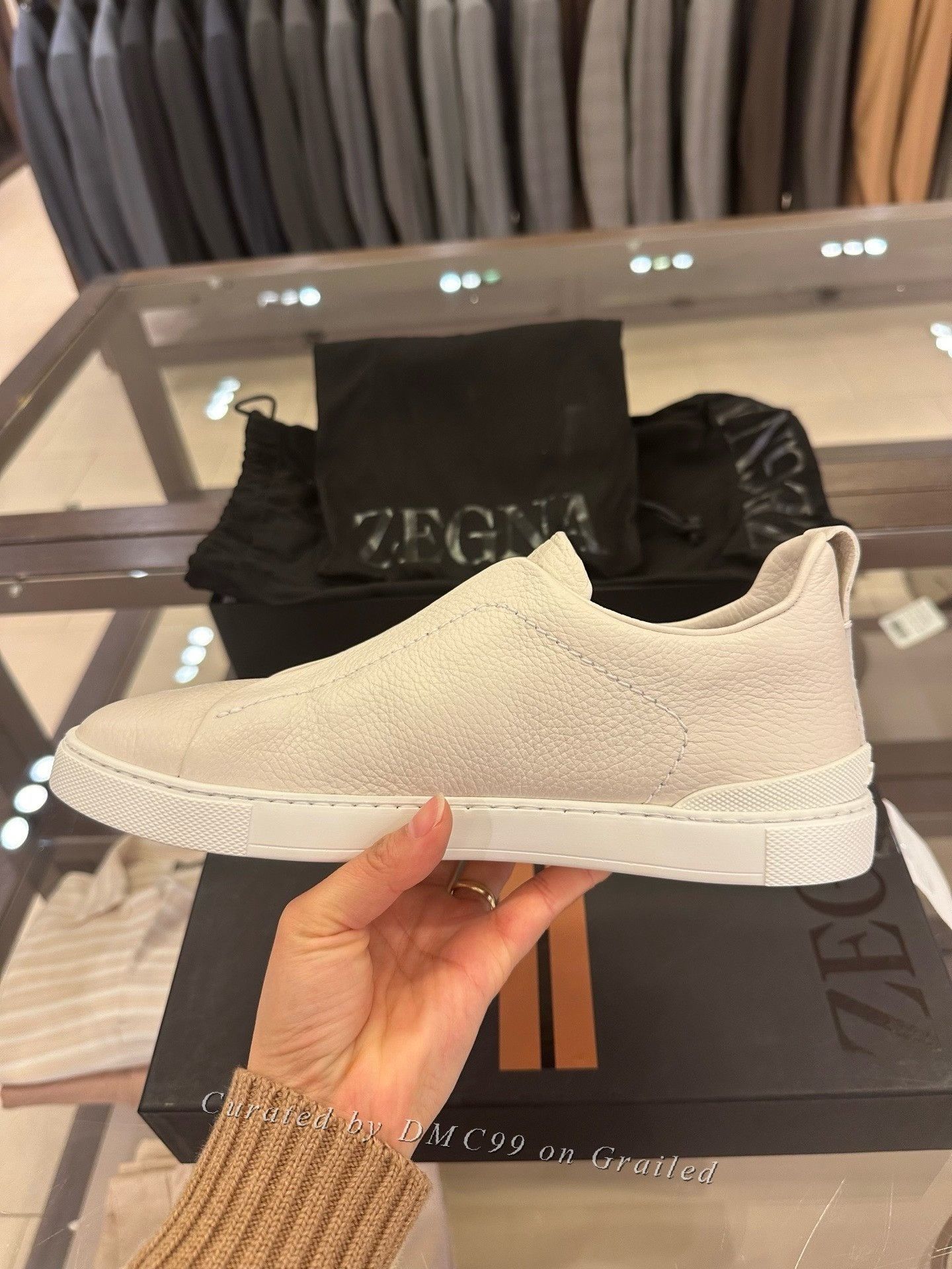 Ermenegildo Zegna Zegna Men's White Leather Sneakers Size US 6 / EU 39 - 8 Thumbnail