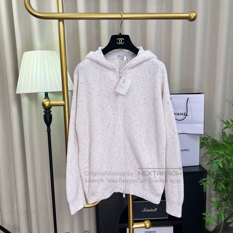 Brunello Cucinelli Brunello Cucinelli 23FW White Knitted Sequin Sweater Size S / US 4 / IT 40 - 1 Thumbnail