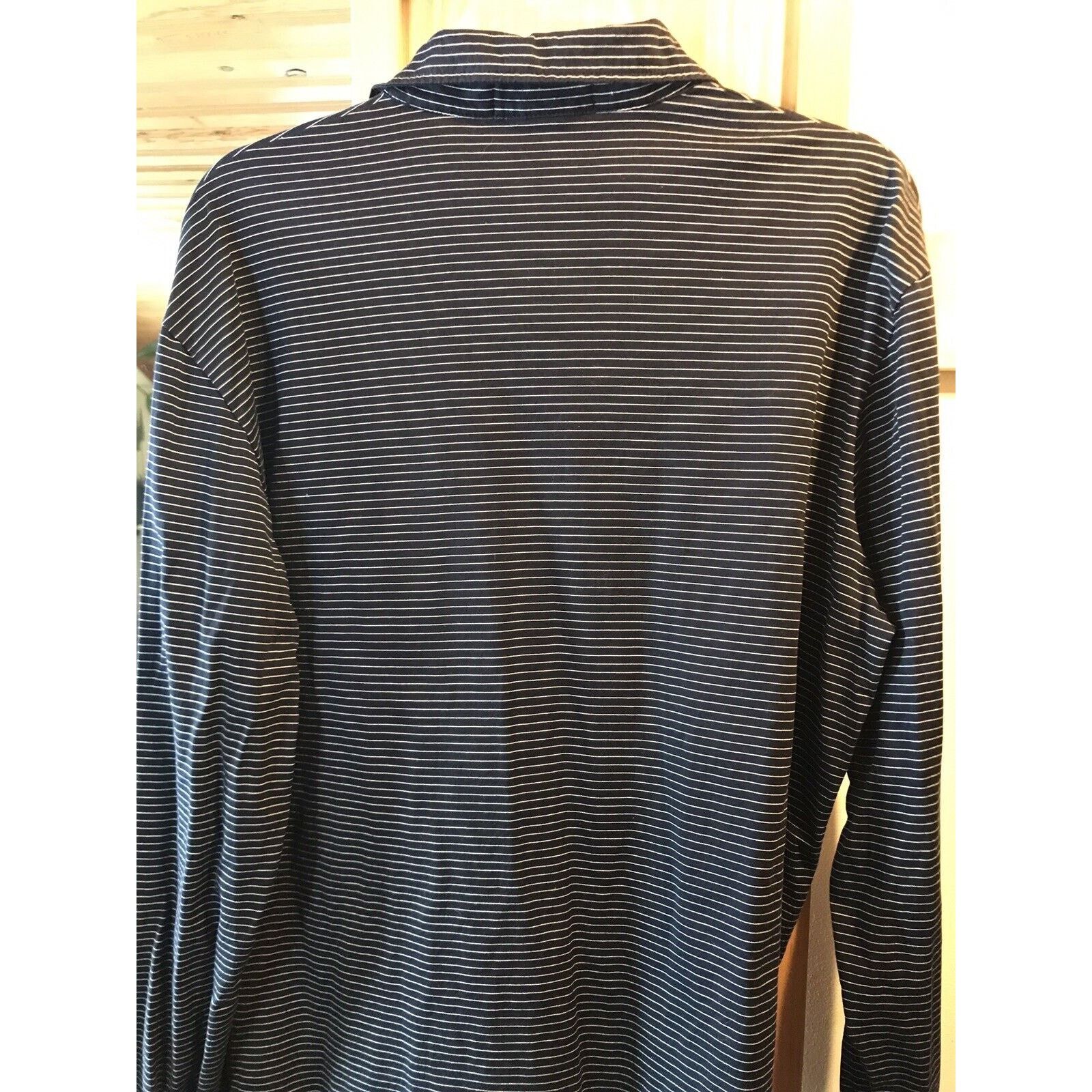 Polo Ralph Lauren Polo Ralph Lauren Men’s L Navy Blue Striped LS Cotton Polo Size US L / EU 52-54 / 3 - 9 Thumbnail