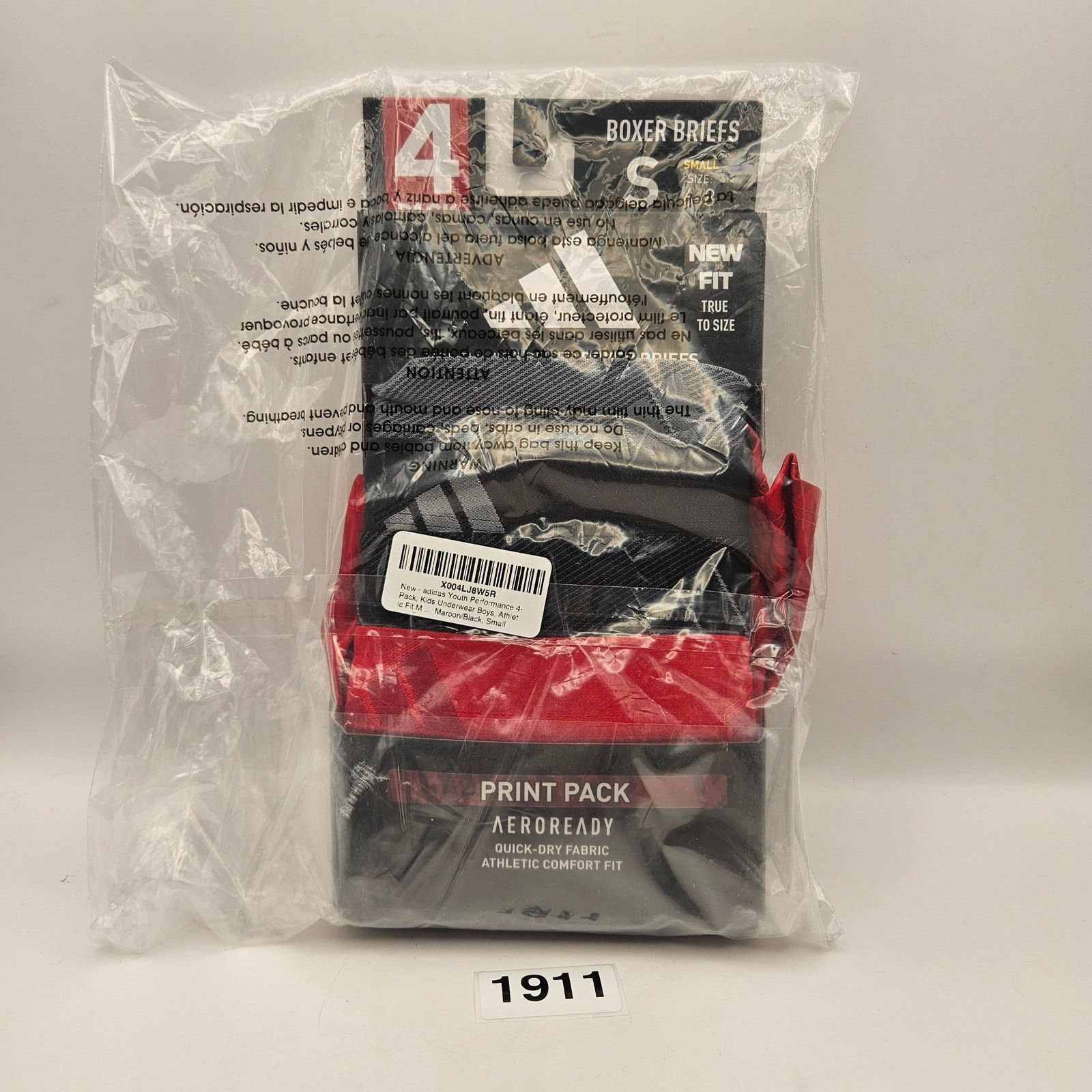 Adidas ADIDAS YOUTH SMALL 4PK MICROFIBER BOXER BRIEF MULTIPACK Size ONE SIZE - 1 Thumbnail
