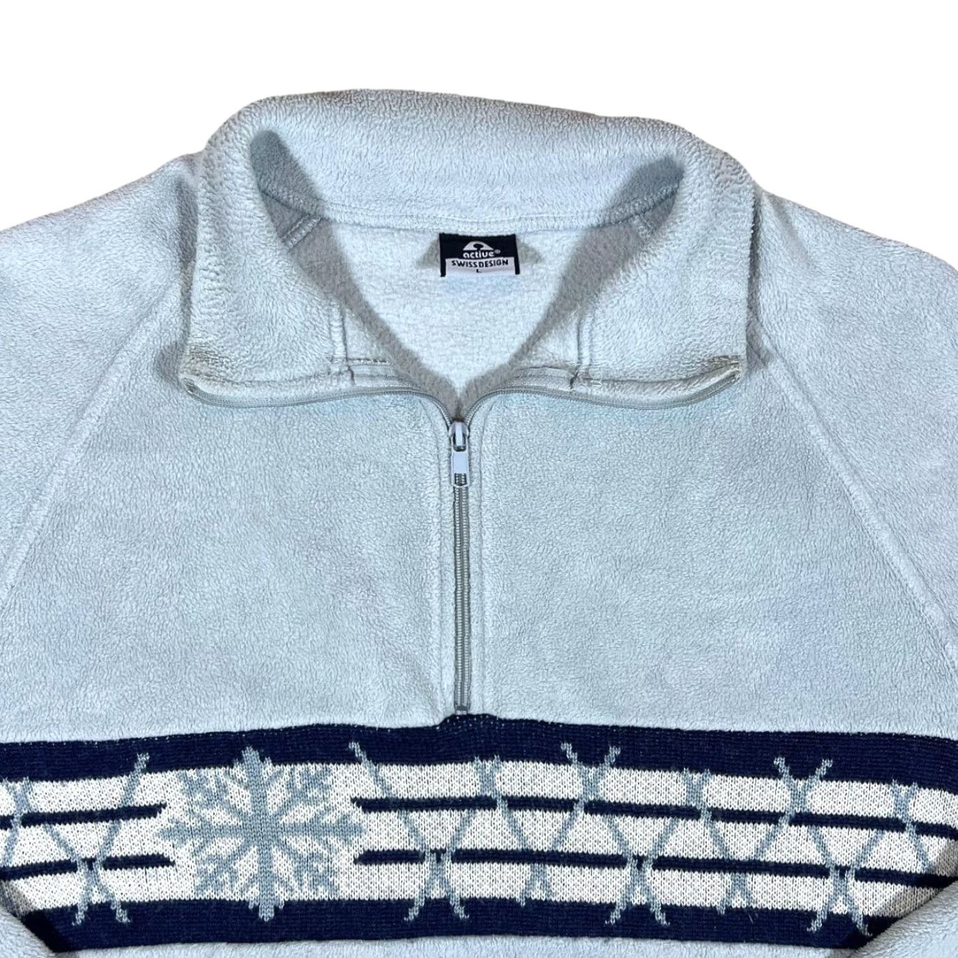 Vintage Vintage ACTIVE SWISS DESIGN Snowflake Panel 1/2 Zip Fleece Sweatshirt Large XL Blue Mens Sweatshirt 1/2 Zip Snowflake Panel Size US L / EU 52-54 / 3 - 3 Thumbnail