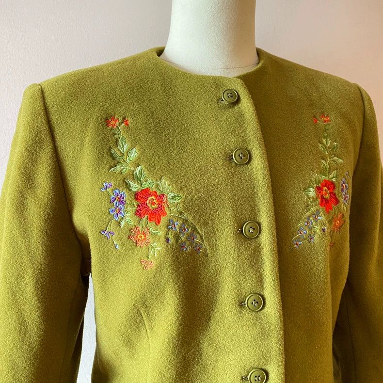 Kenzo KENZO Vintage floral embroidered wool suit jacket coat Size XS / US 0-2 / IT 36-38 - 2 Thumbnail