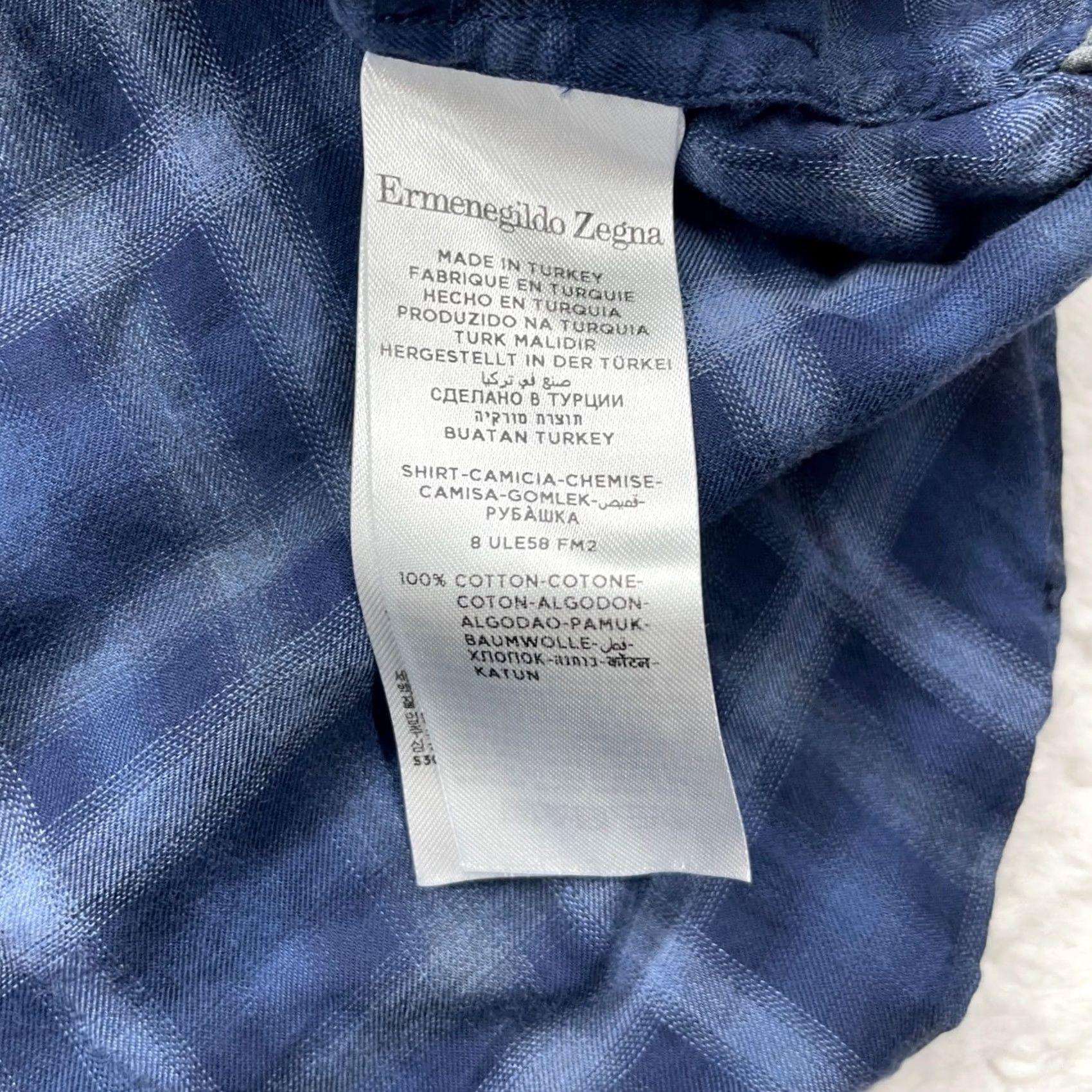 Ermenegildo Zegna Ermenegildo Zegna Shirt Button Down Long Sleeve Plaid Check Cotton Blue L Mens Size US L / EU 52-54 / 3 - 7 Thumbnail