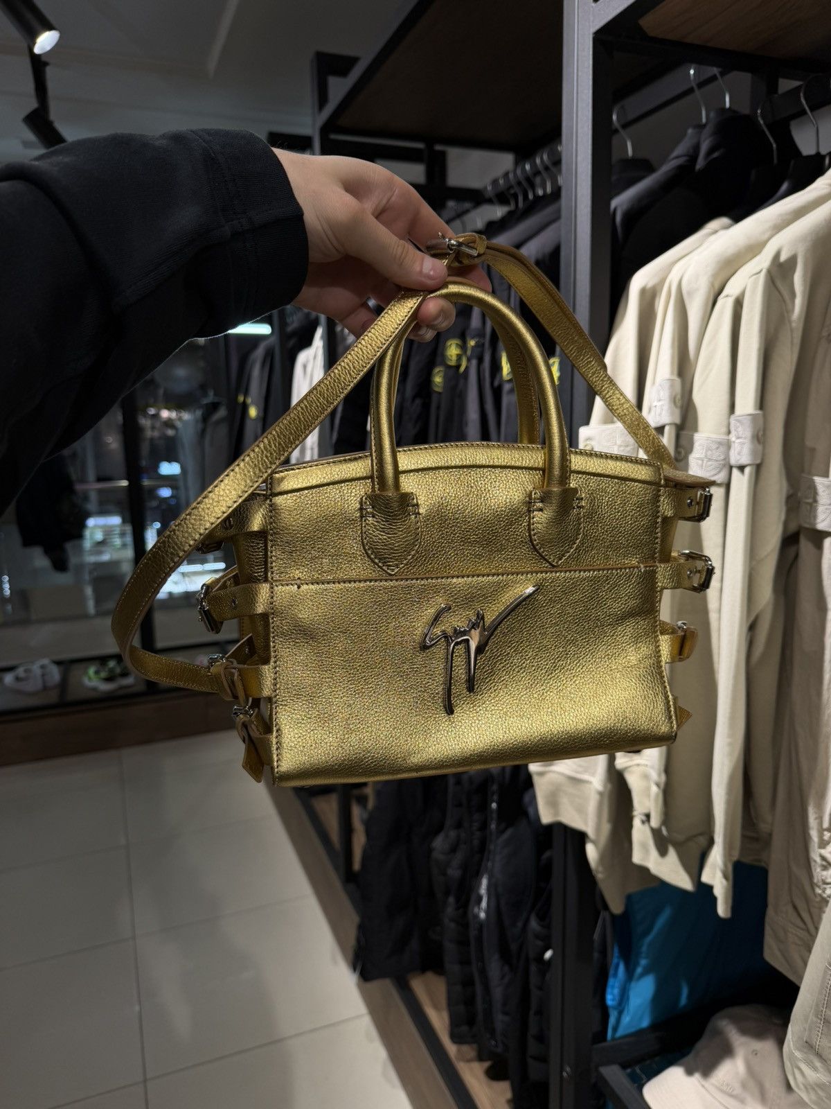 Giuseppe Zanotti Giuseppe Zanotti Gold Metallic leather Top Handle Bag logo Size ONE SIZE - 1 Thumbnail
