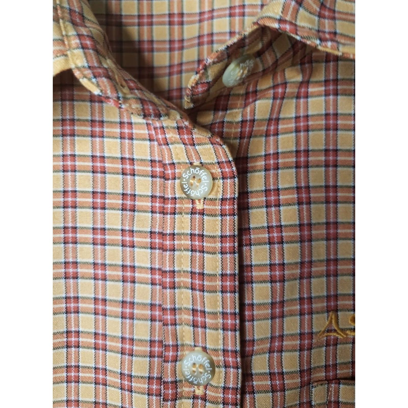 Vintage VINTAGE Schoffel Women's Long Sleeve Button Down Check Shirt M Orange Size M / US 6-8 / IT 42-44 - 6 Thumbnail